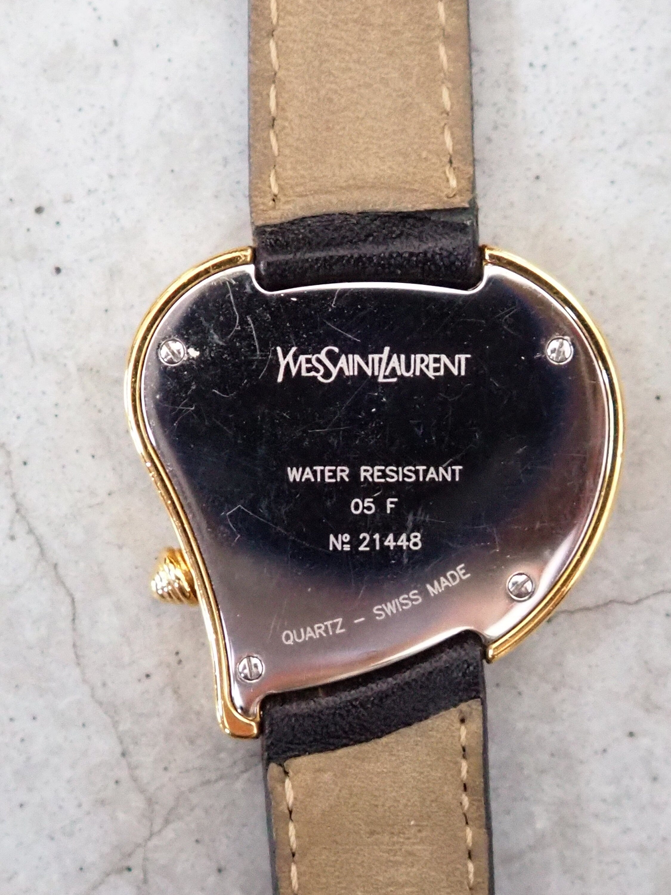 Yves Saint Laurent YSL Heart Watch Wristwatch Logo Gold color Stainless steel