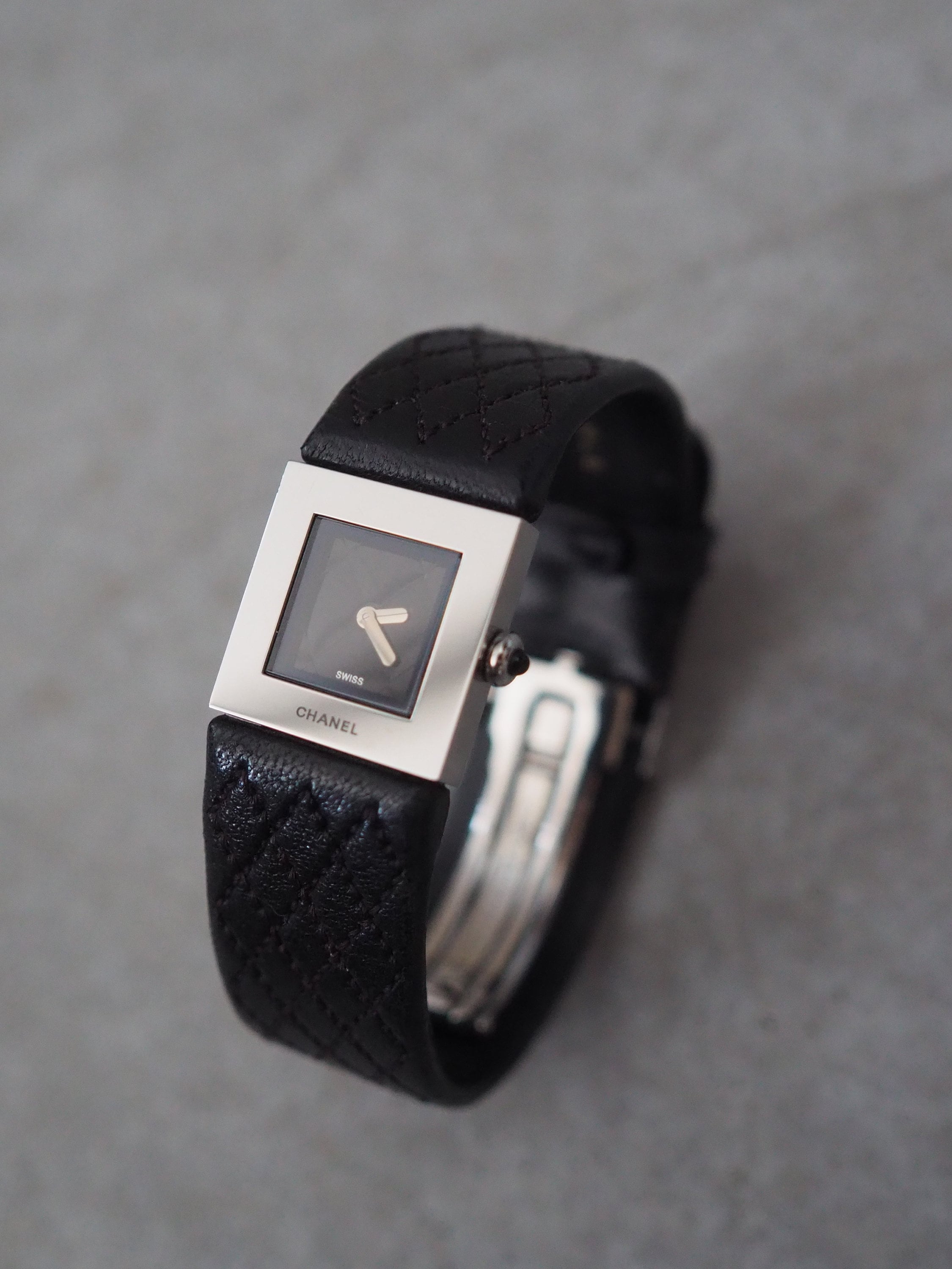 CHANEL Matelasse Watch Steel Leather Quartz Ladies Silver Leather Quartz Wristwatch