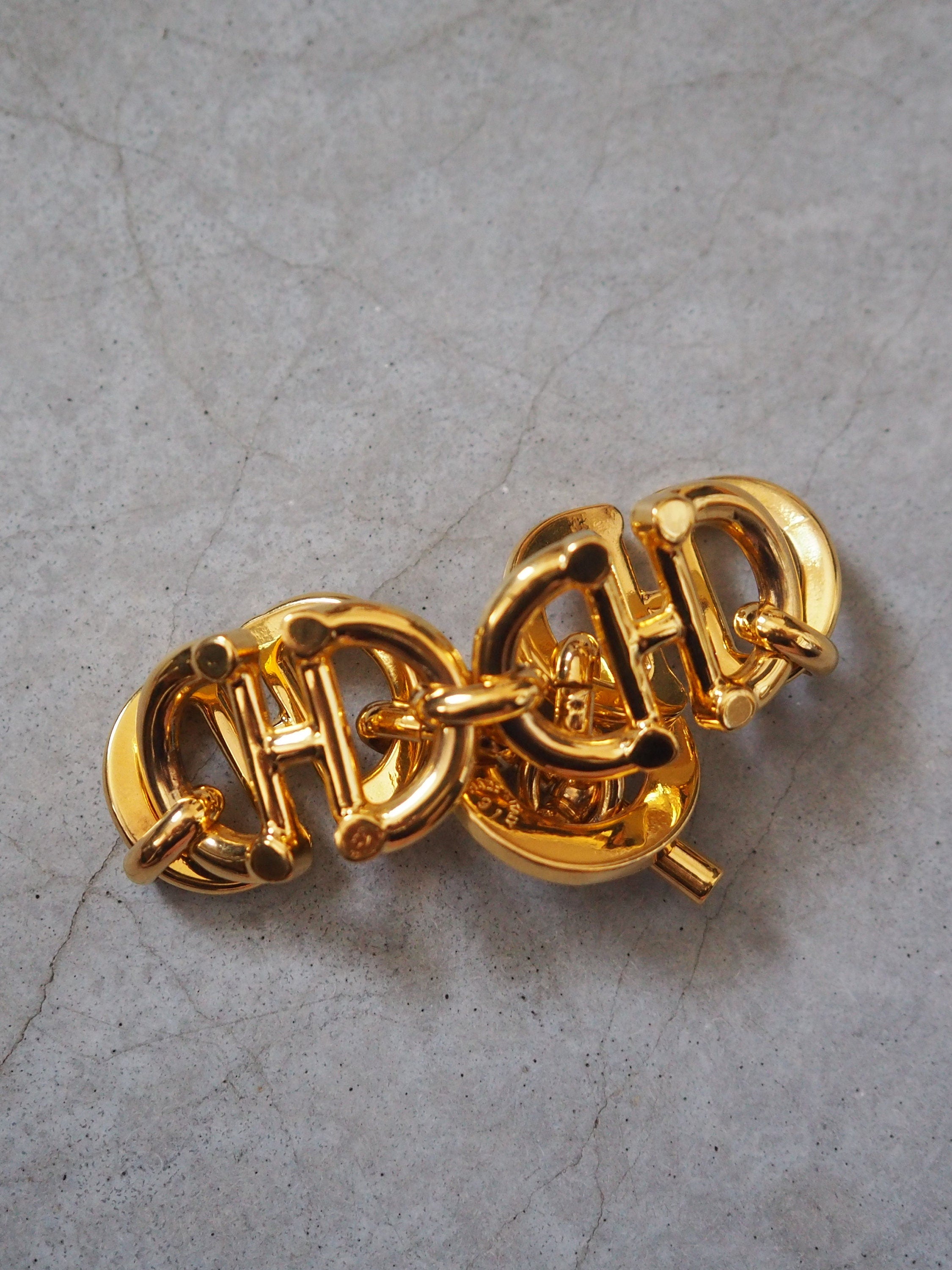 CELINE Circle Horse bit Bracelet Vintage Metal Gold Color Authentic