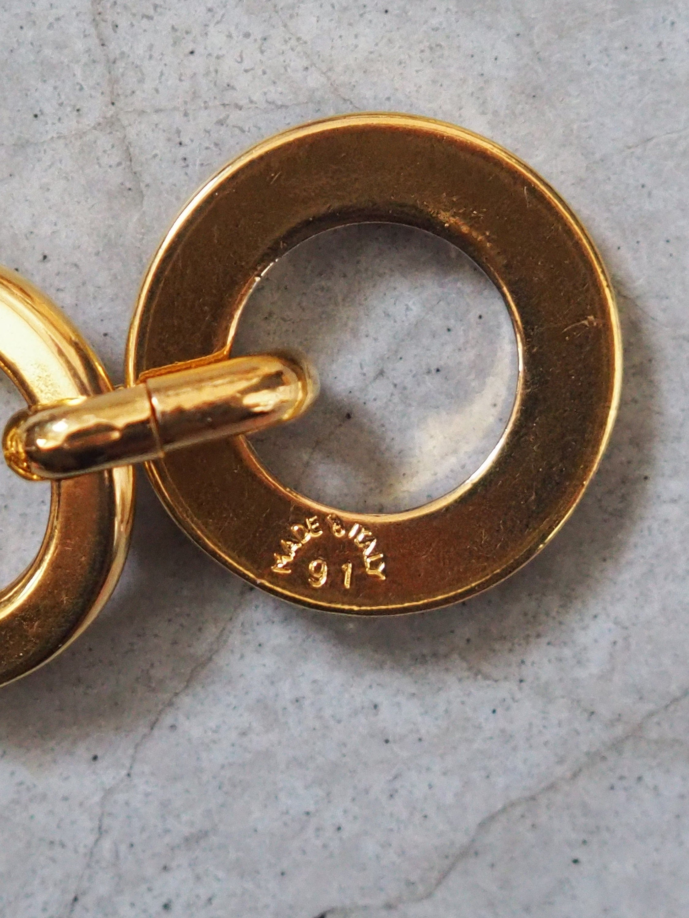 CELINE Circle Horse bit Bracelet Vintage Metal Gold Color Authentic