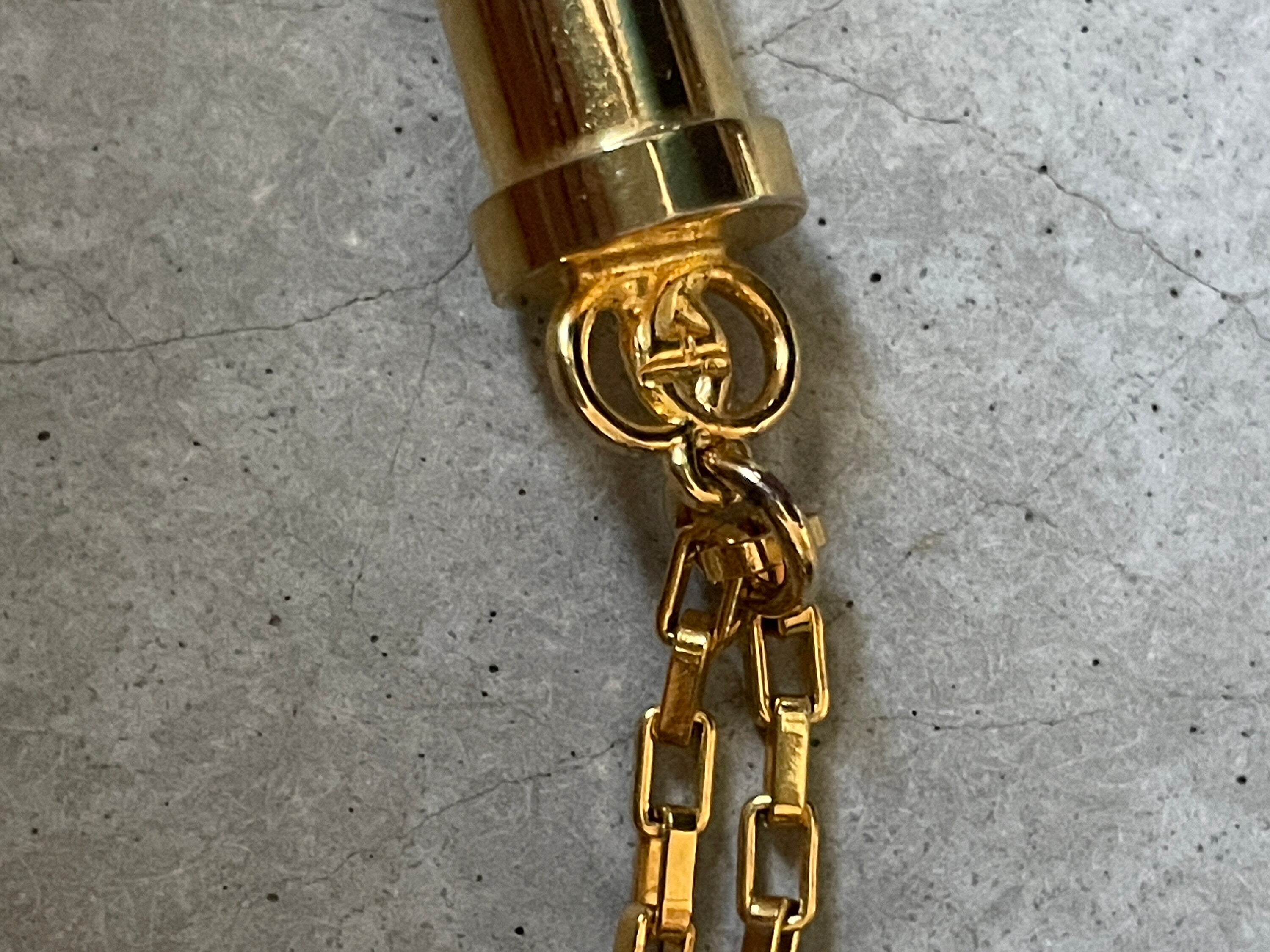 GUCCI Perfume Bottle Pendant Italy Goldtone Chain Necklace Old Vintage Authentic