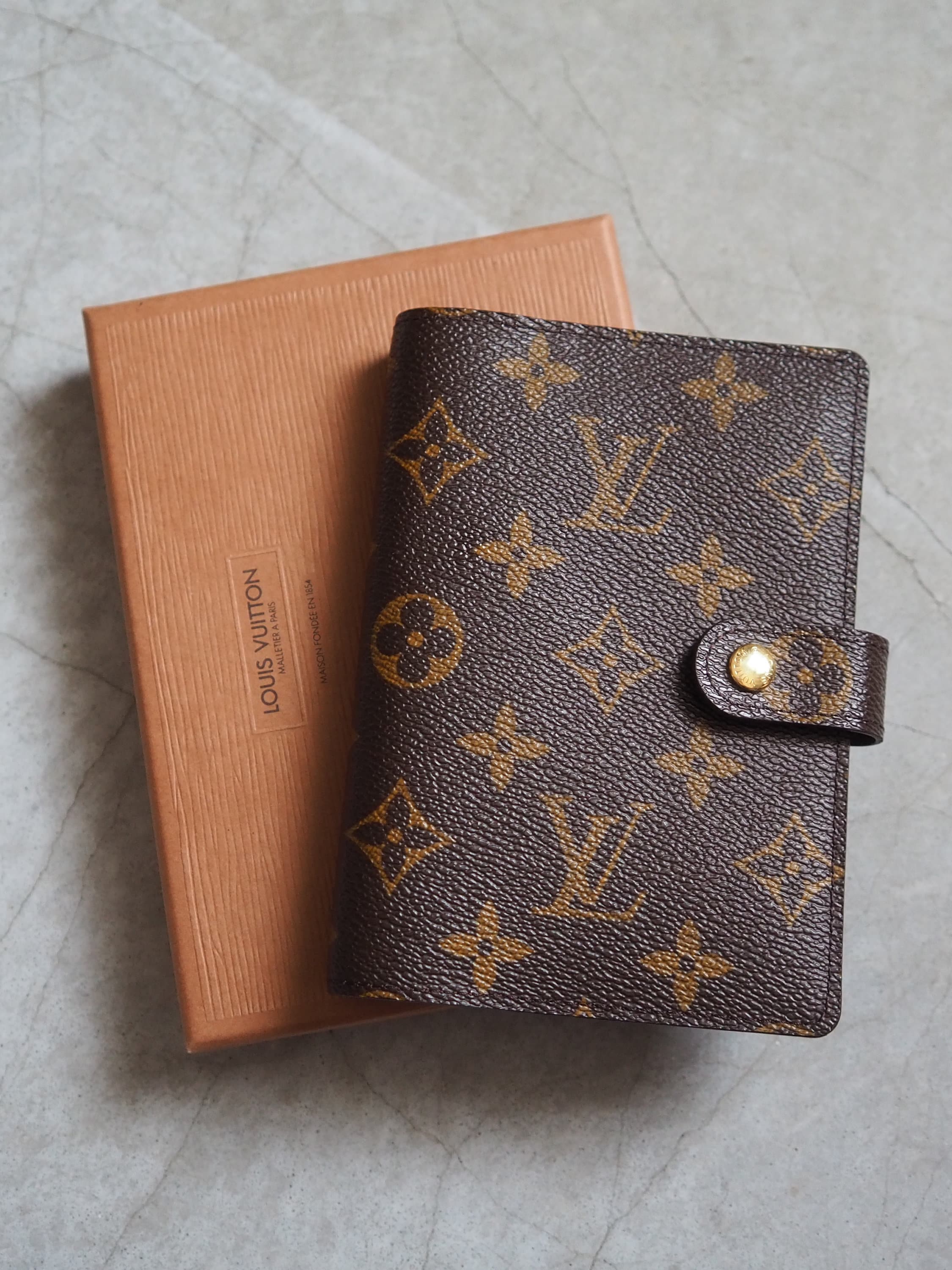 LOUIS VUITTON Monogram Agenda PM Day Planner Cover Lv Authentic