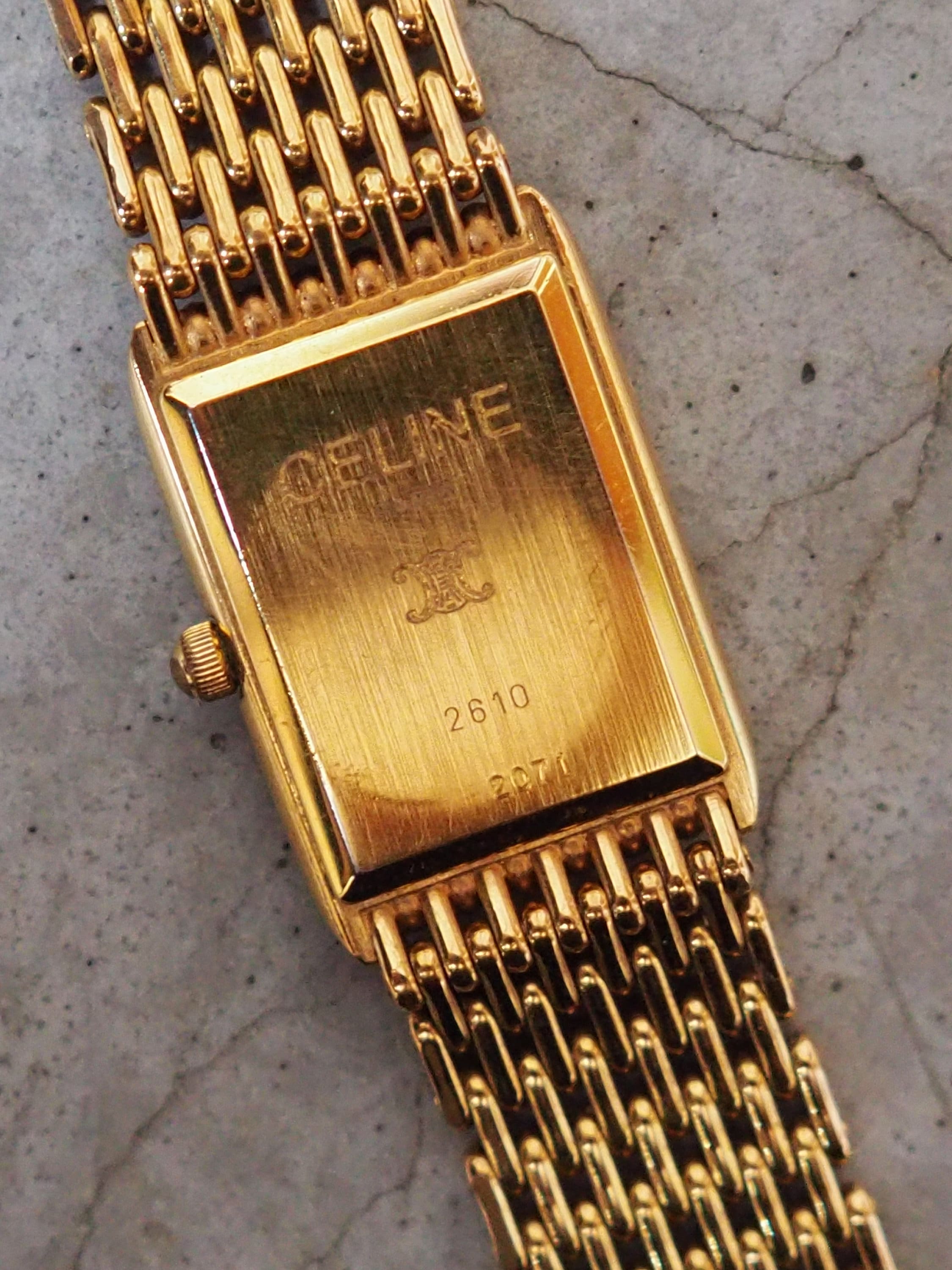 CELINE Triomphe Watch Wristwatch Gold Vintage Authentic