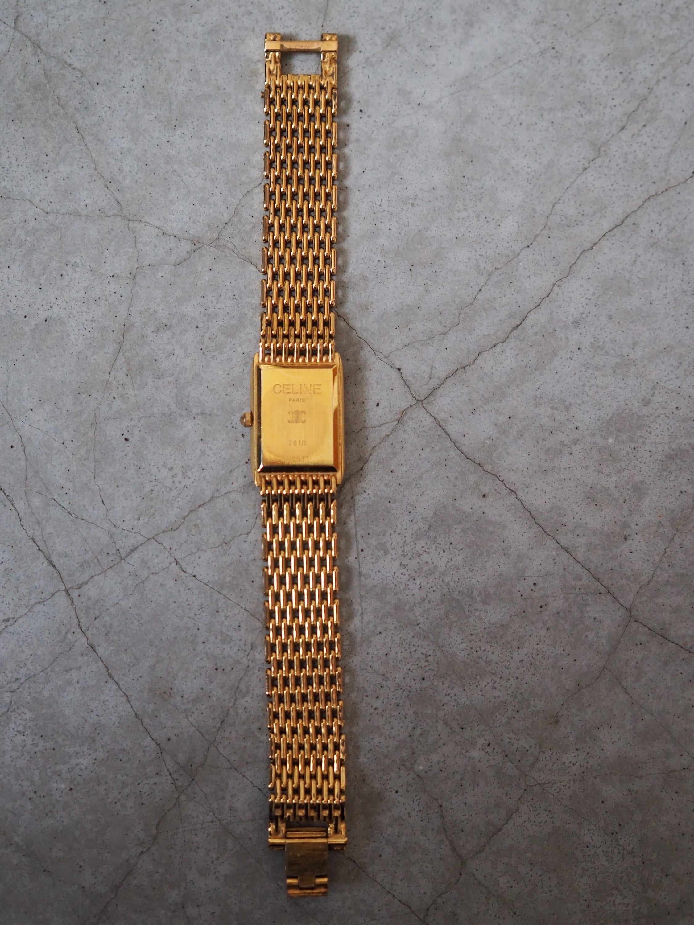 CELINE Triomphe Watch Wristwatch Gold Vintage Authentic