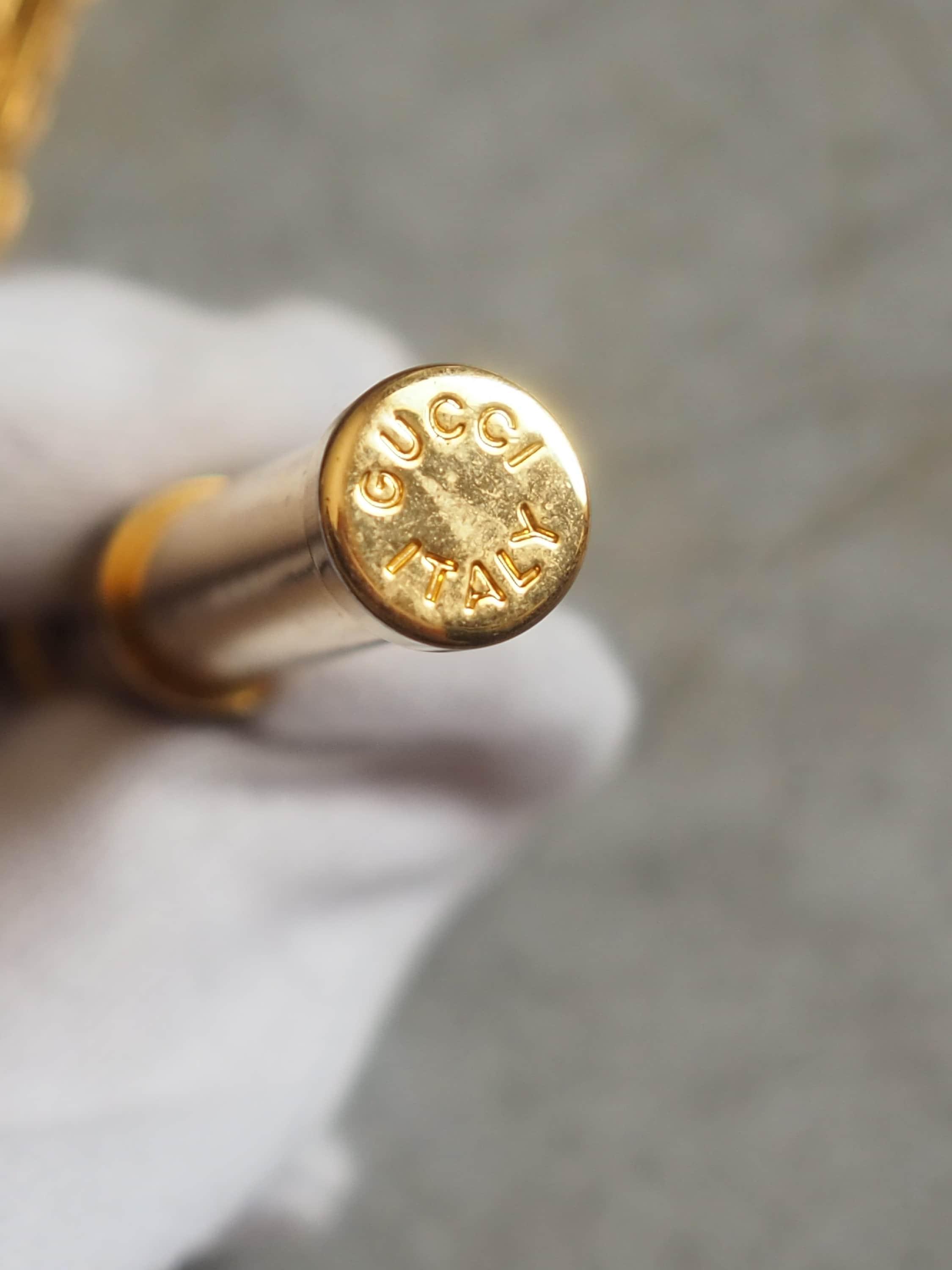 GUCCI Perfume Bottle Pendant Italy Goldtone Chain Necklace Old Vintage Authentic