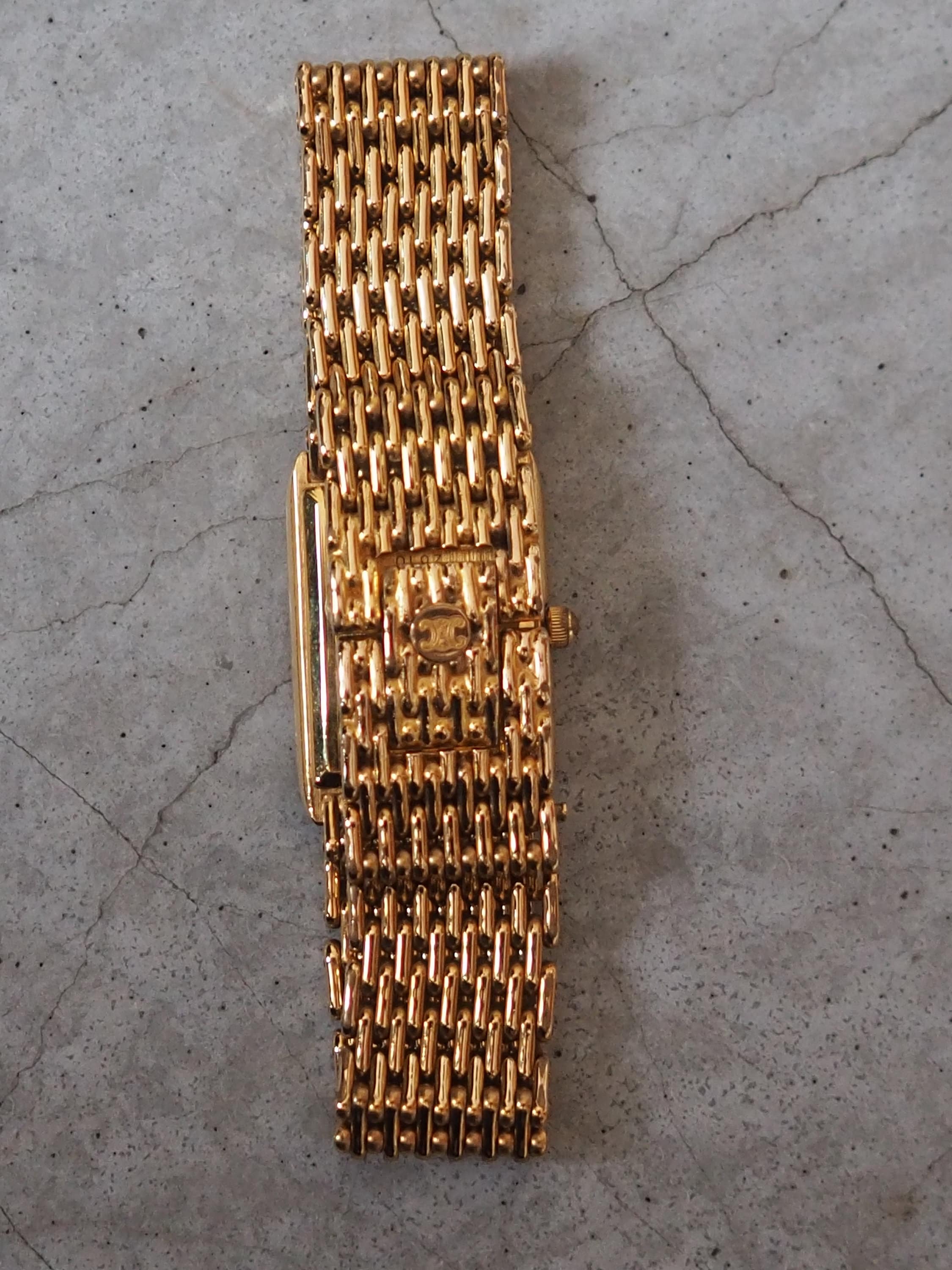 CELINE Triomphe Watch Wristwatch Gold Vintage Authentic