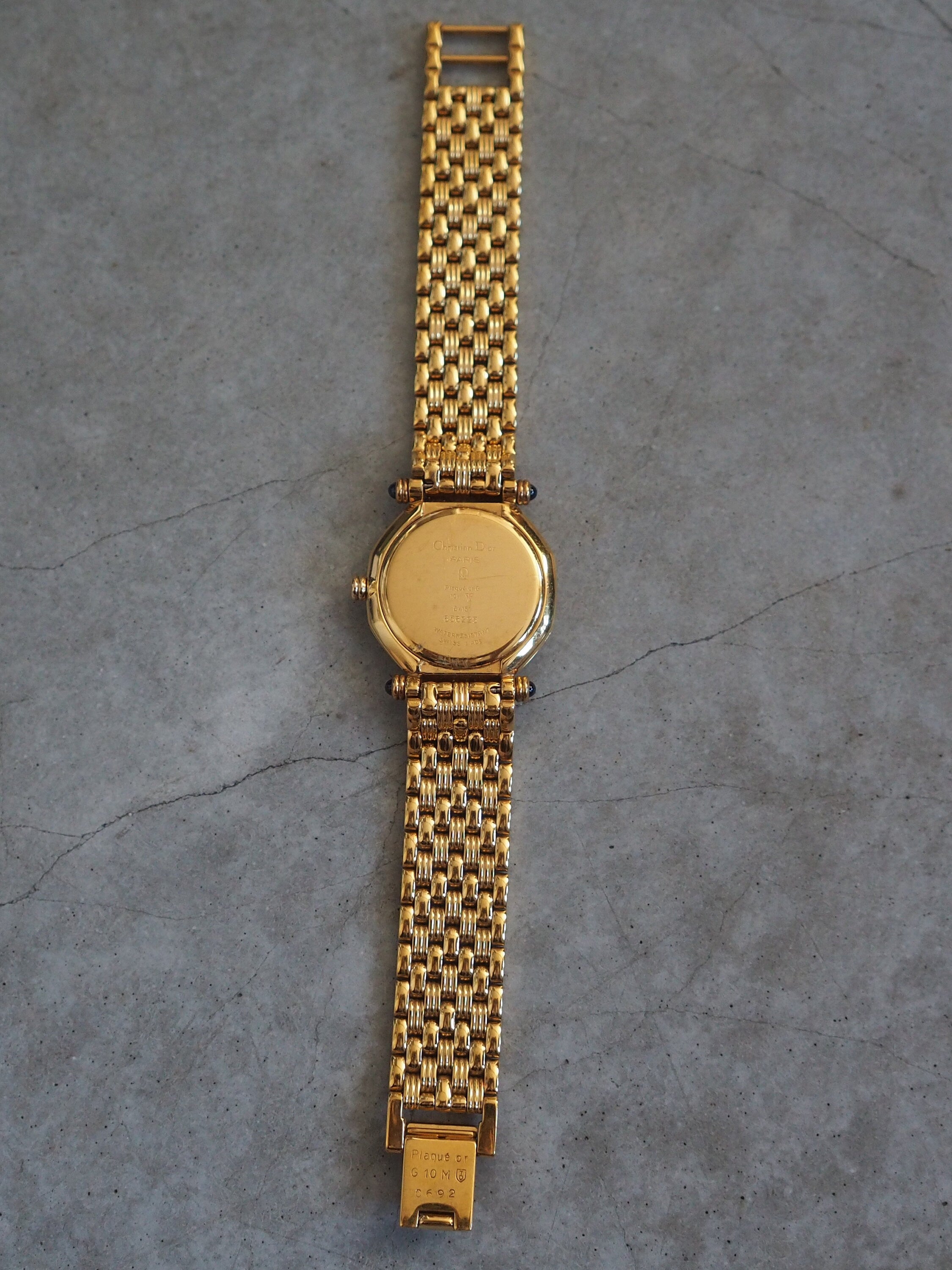 Christian Dior Octagon Roma Watch Gold Metal Quartz Wristwatch Ladies