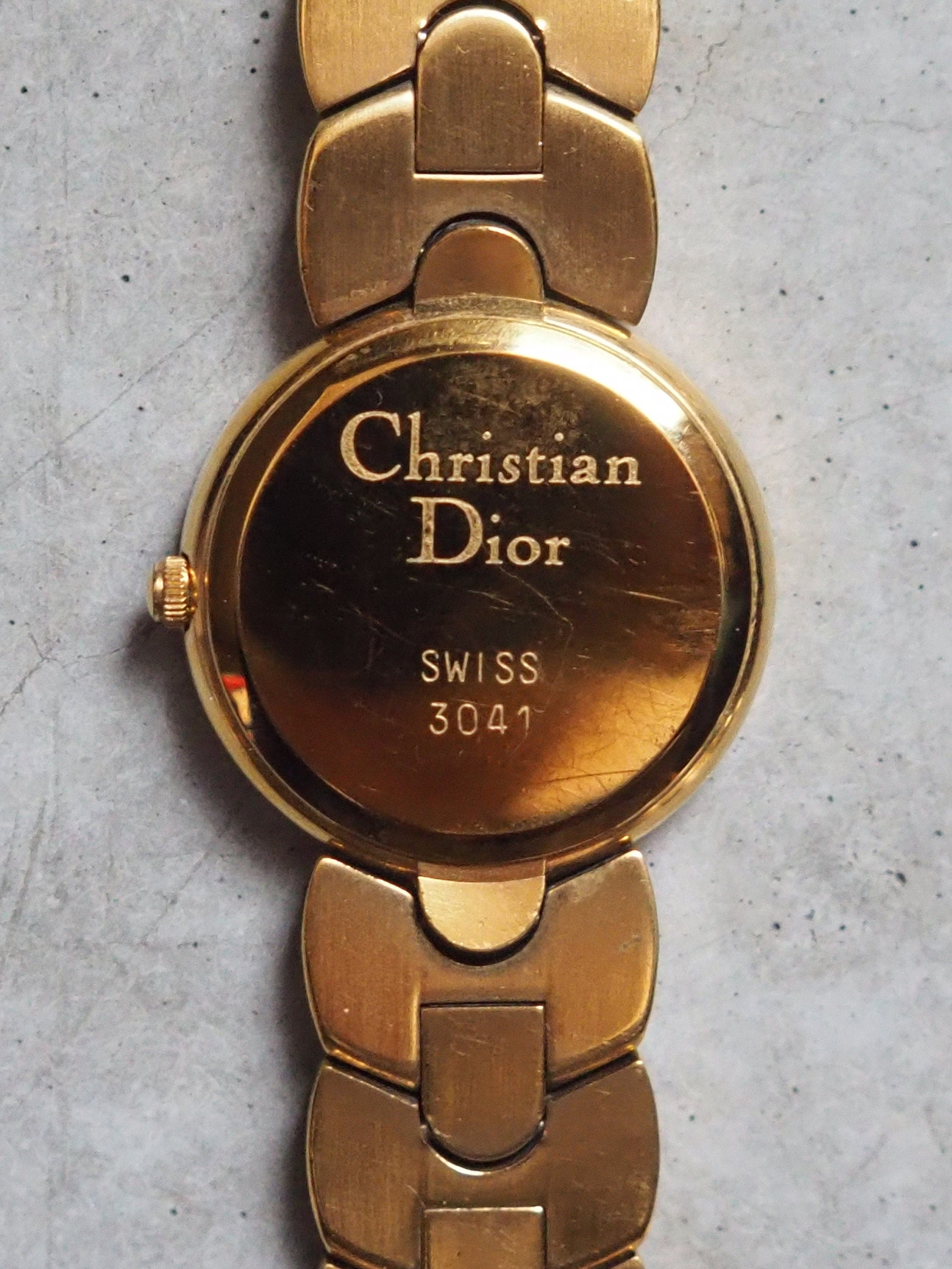 Christian Dior Bagheera Watch Gold Metal Quartz Black Moon Wristwatch Ladies