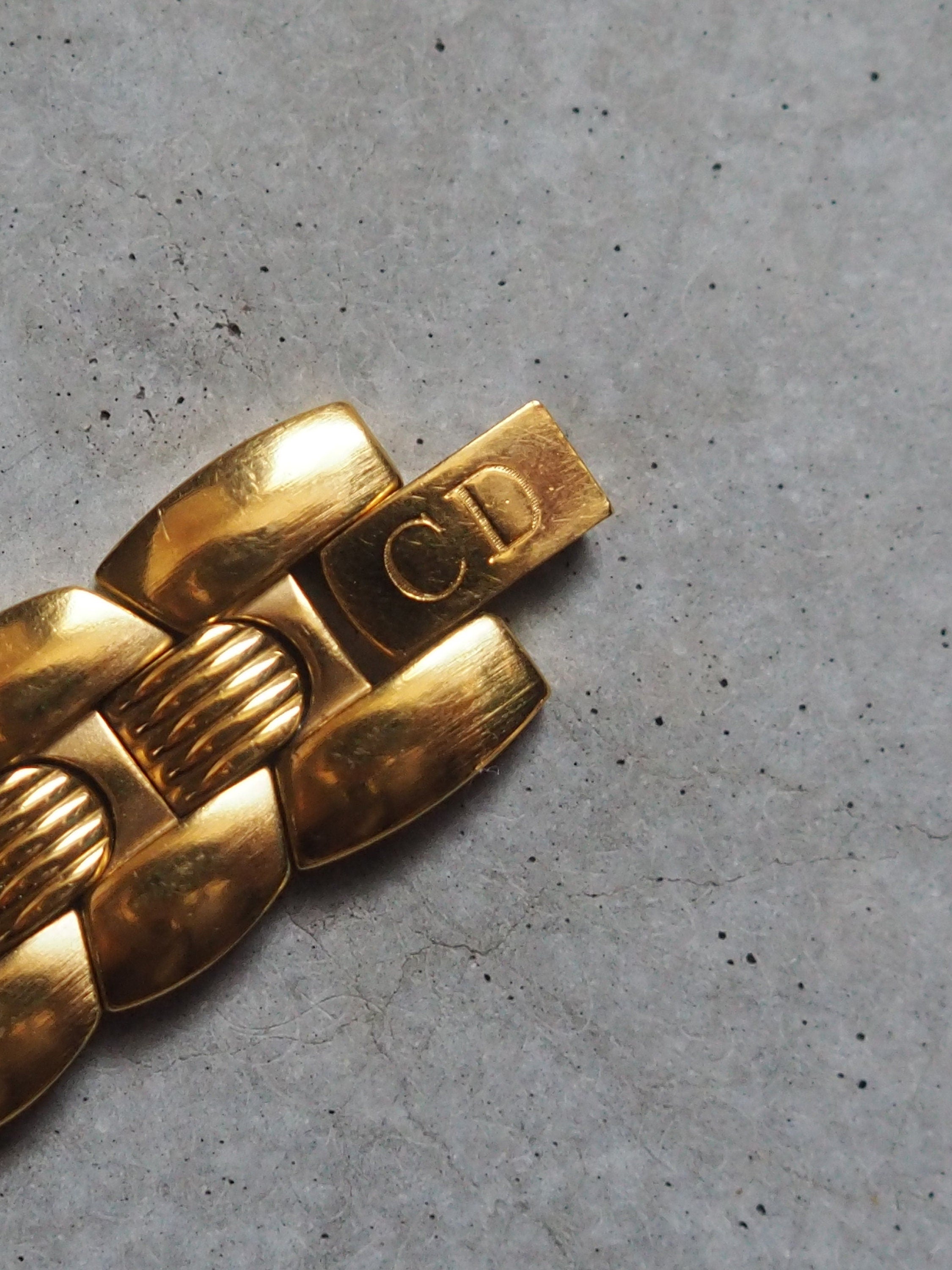 Christian Dior Bagheera Watch Gold Metal Quartz Black Moon Wristwatch Ladies