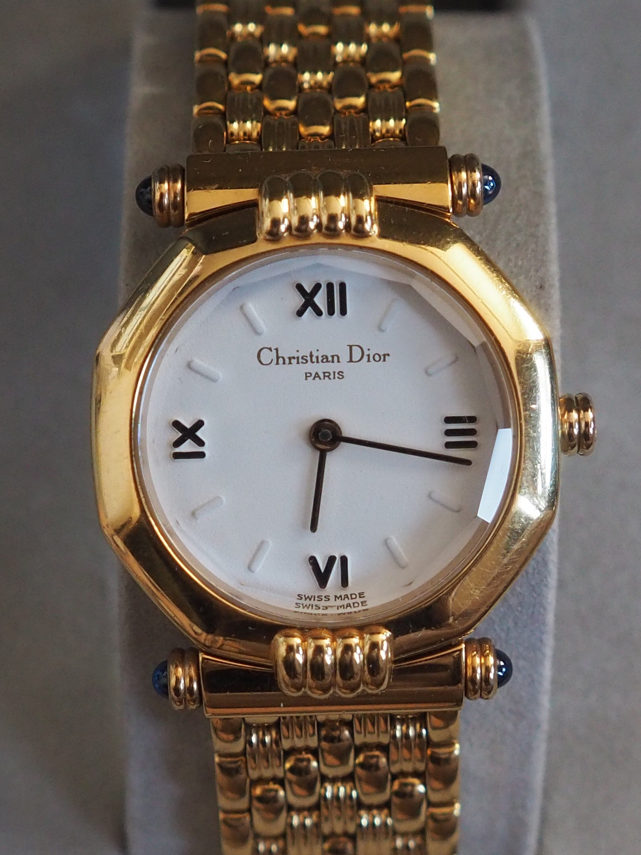 Christian Dior Octagon Roma Watch Gold Metal Quartz Wristwatch Ladies