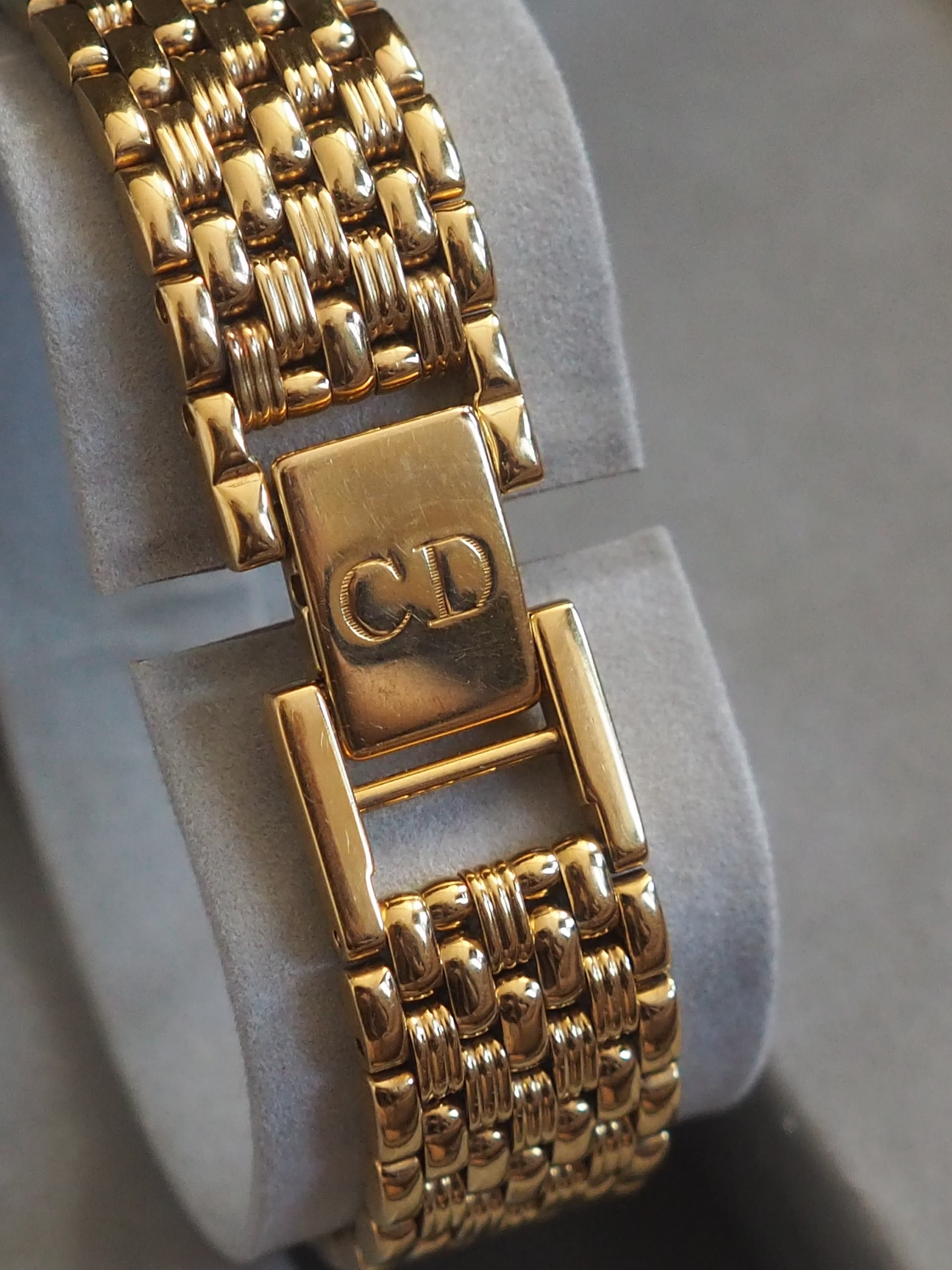 Christian Dior Octagon Roma Watch Gold Metal Quartz Wristwatch Ladies