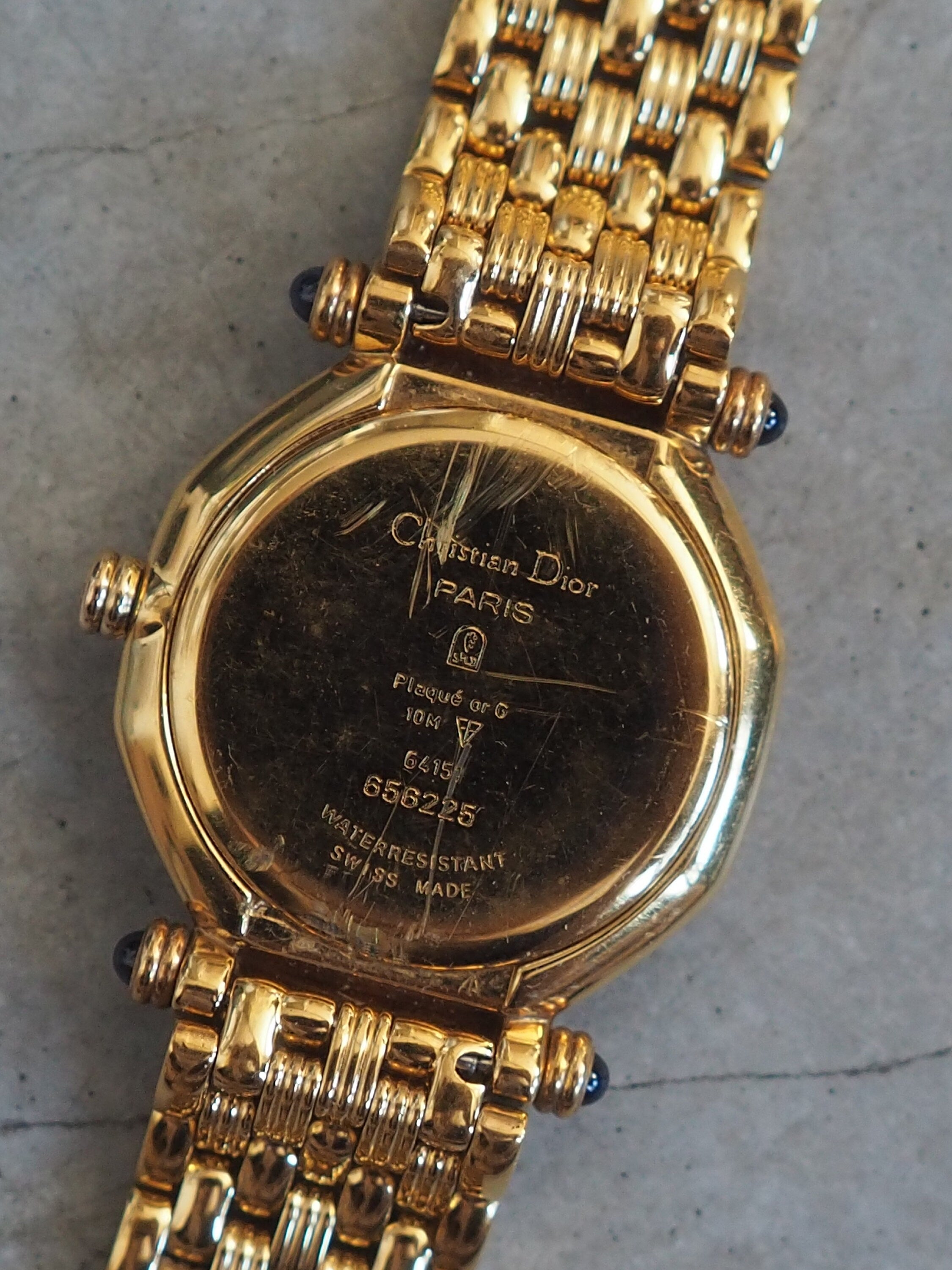 Christian Dior Octagon Roma Watch Gold Metal Quartz Wristwatch Ladies