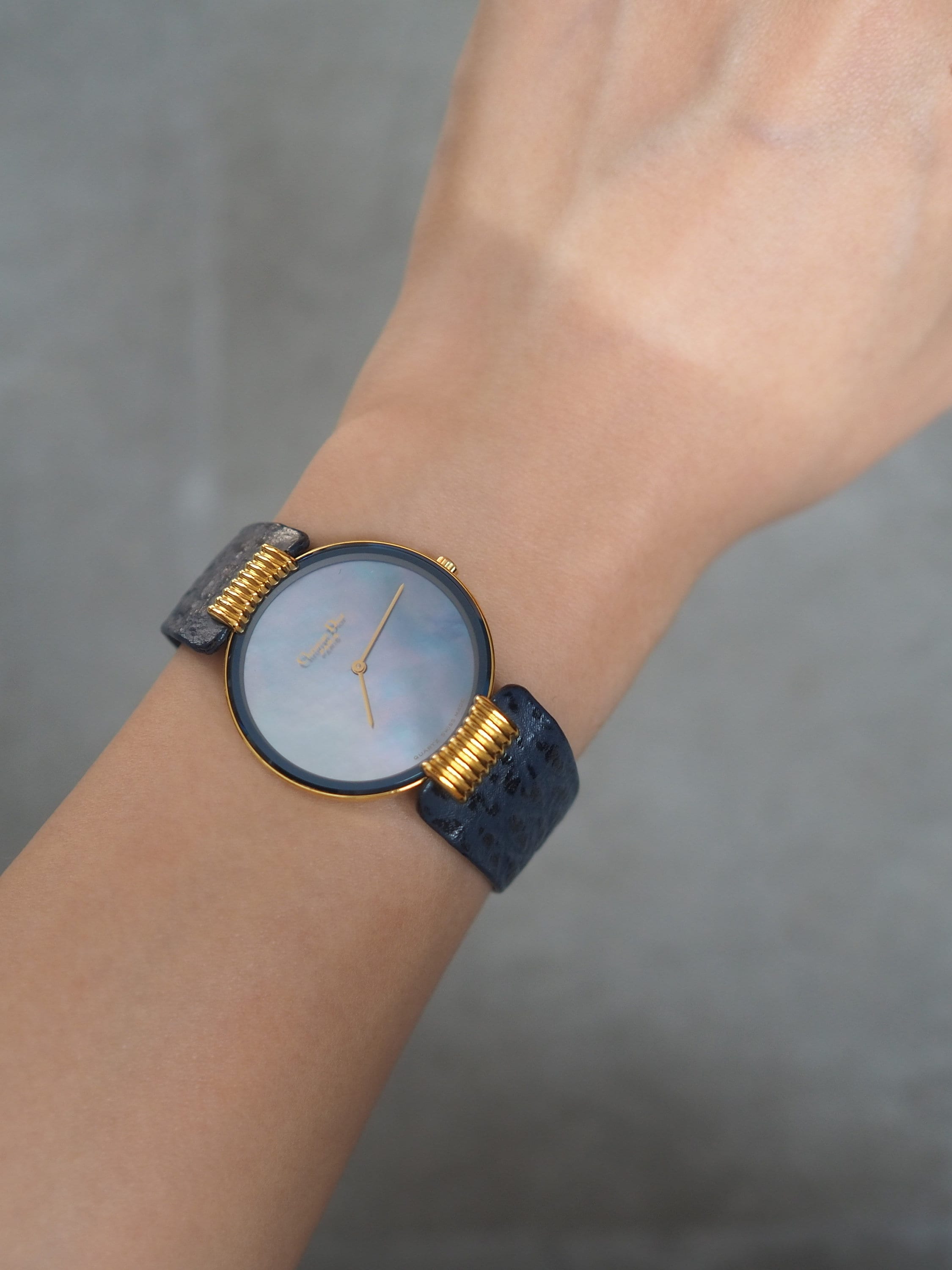 Christian Dior Bagheera Shell Watch Gold Metal Quartz Wristwatch Unisex