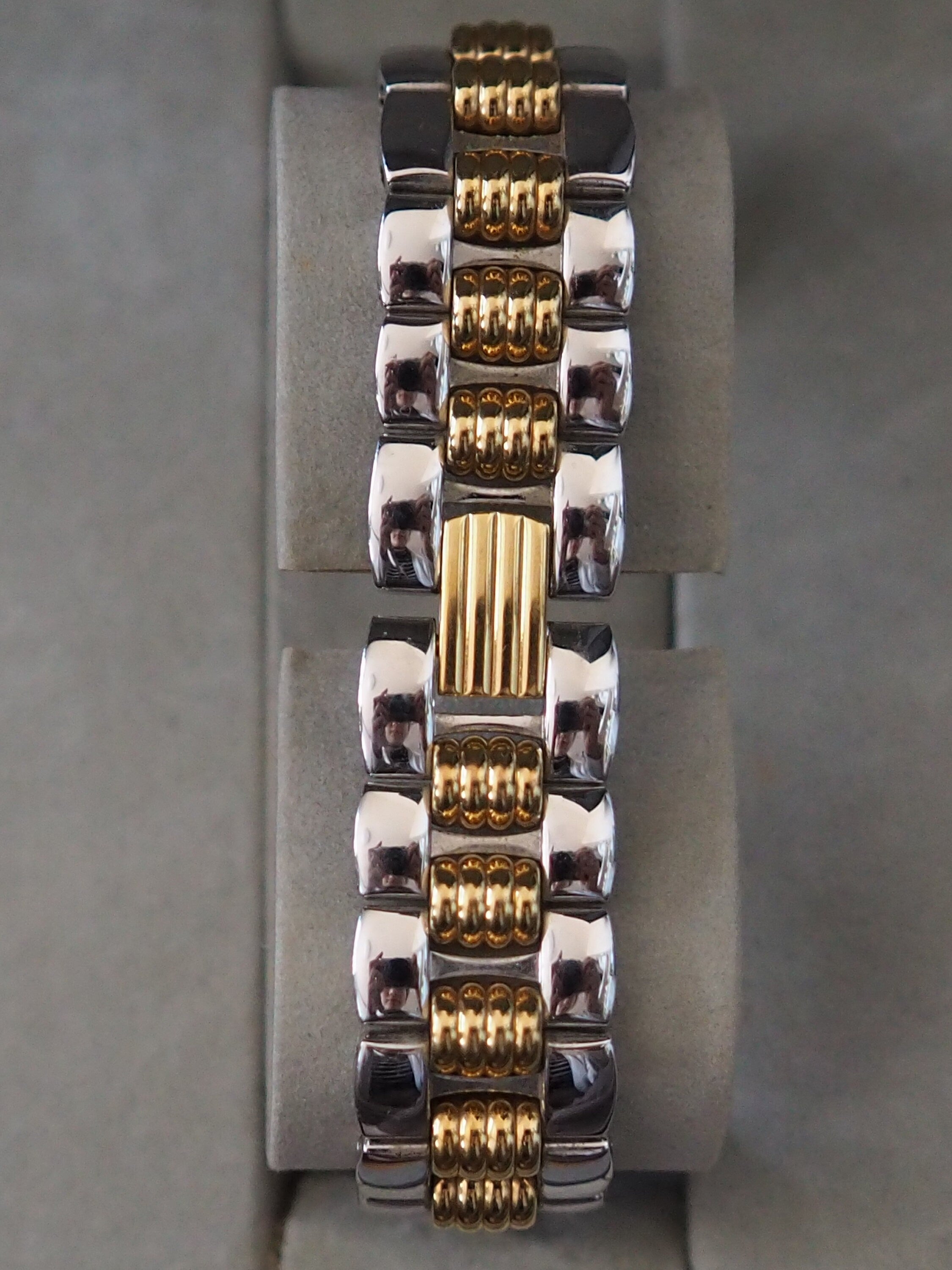 Christian Dior Octagon Watch Gold Silver Metal Quartz Wristwatch Ladies