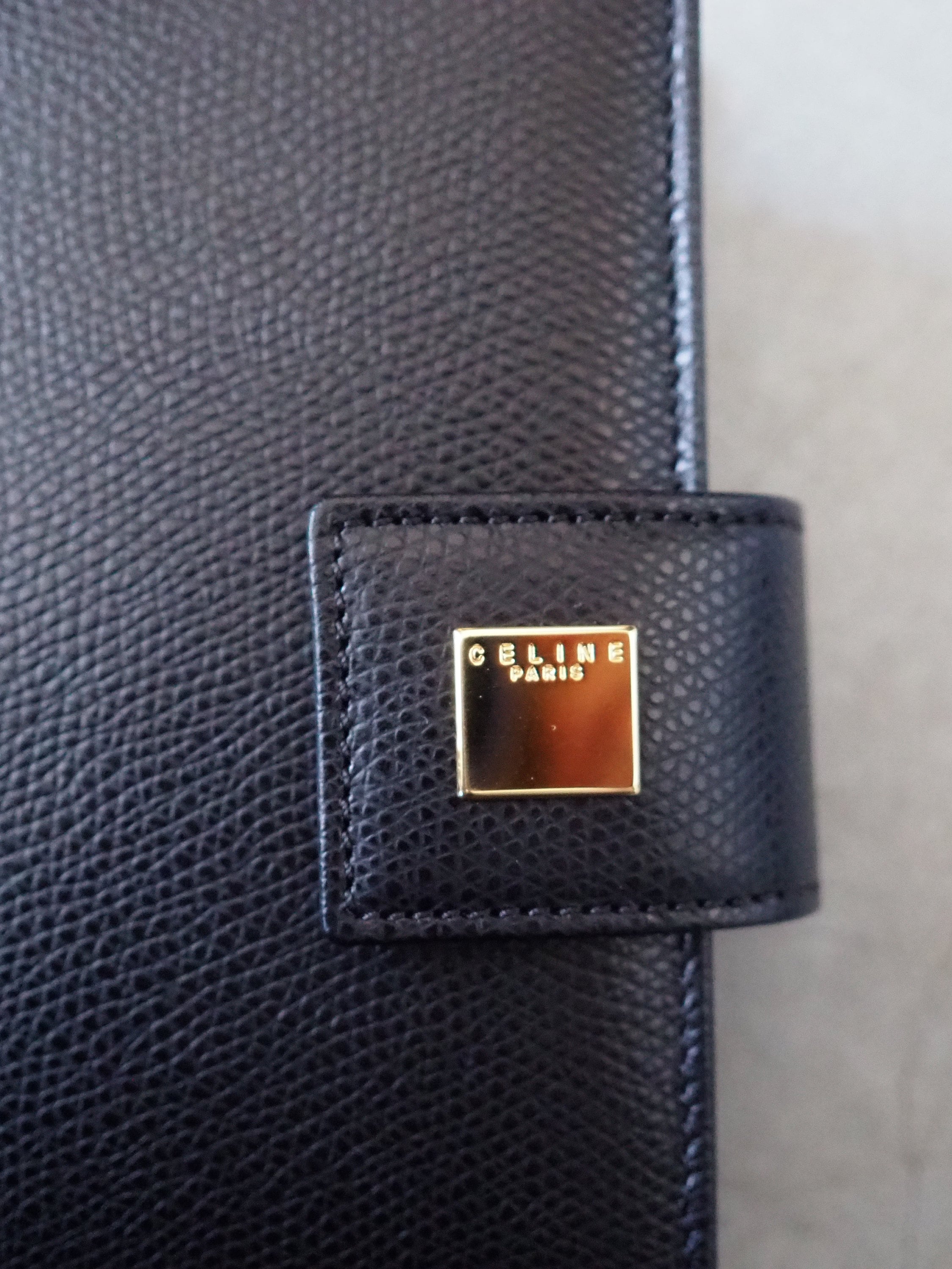 CELINE Logo Agenda Leather 6 Ring Diary Black Vintage Authentic
