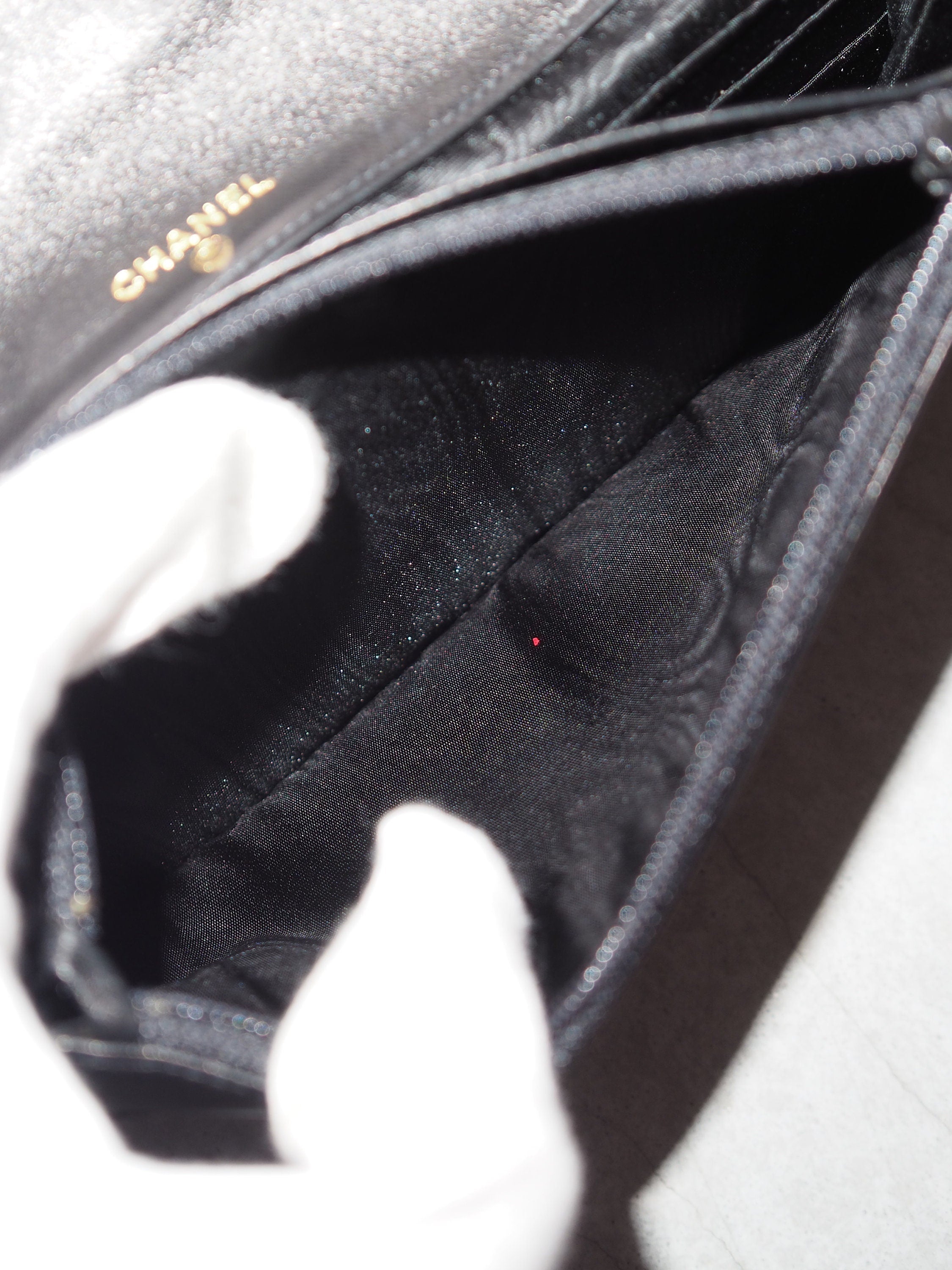 CHANEL COCO Long Wallet Purse CC Leather Black Authentic Vintage Box