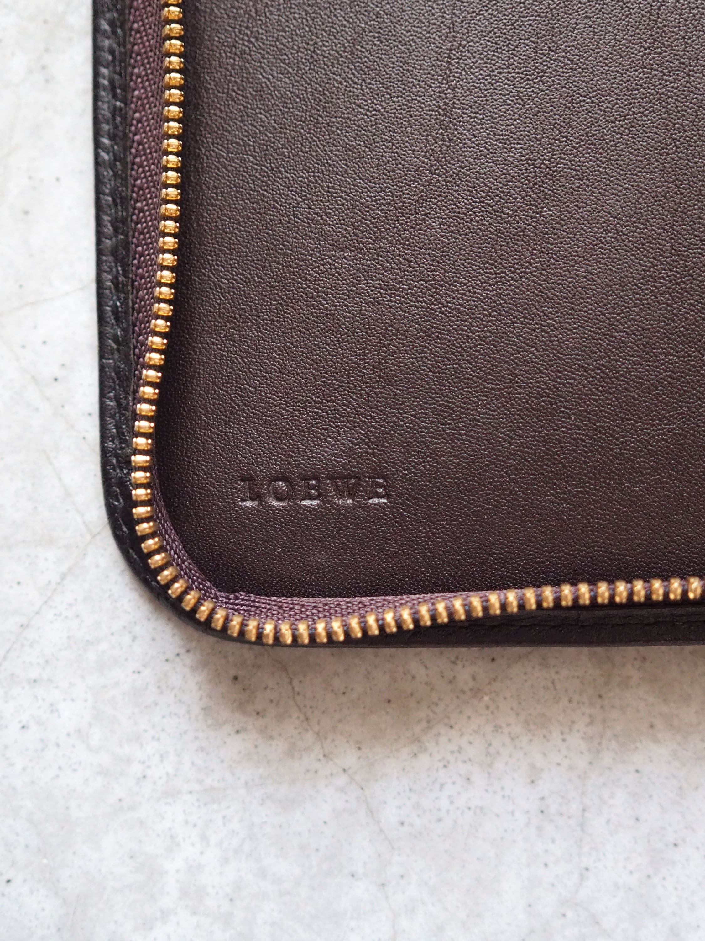 LOEWE Anagram Multi Case Purse Agenda Cover Black Leather Vintage Authentic