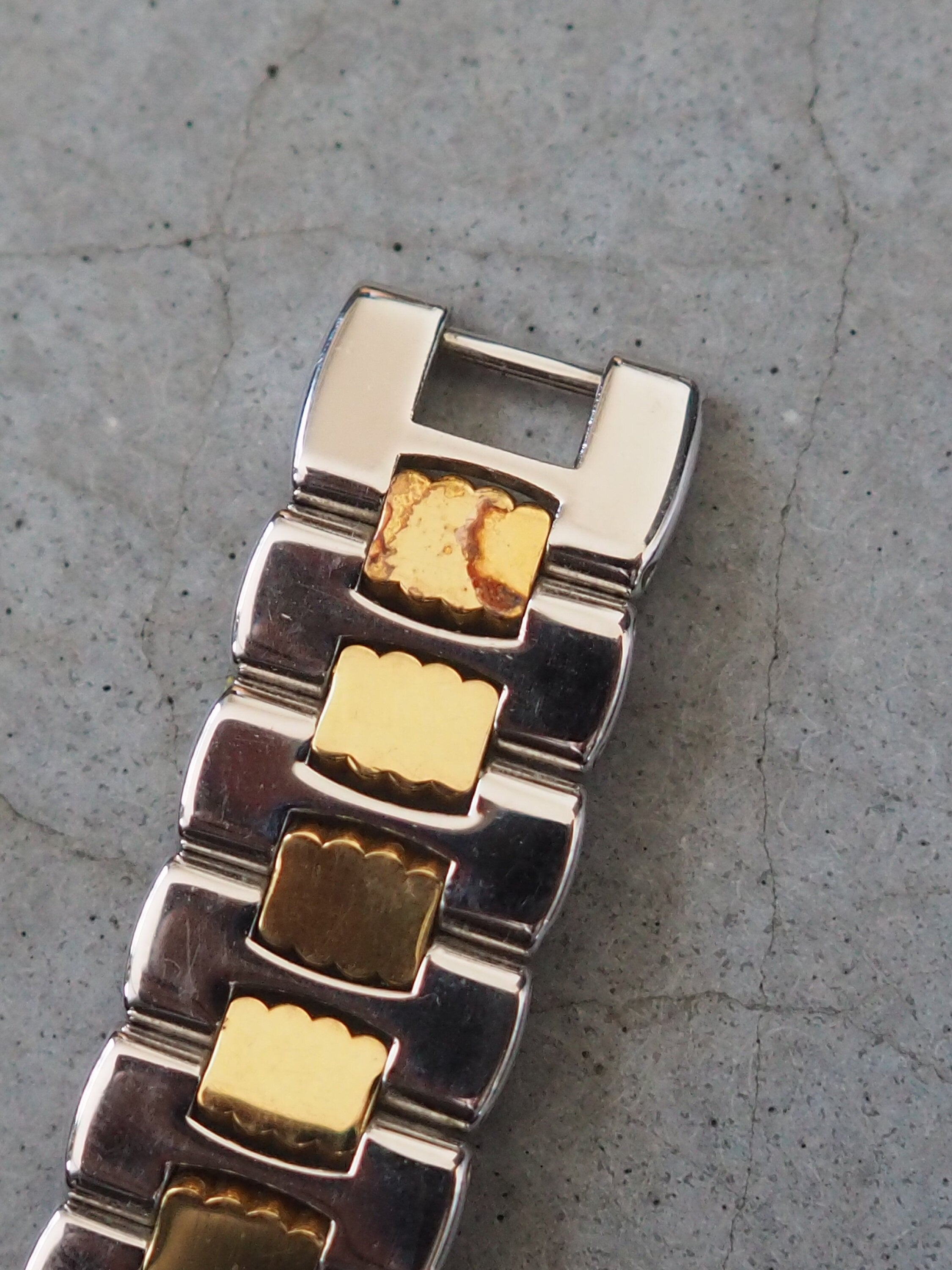 Christian Dior Octagon Watch Gold Silver Metal Quartz Wristwatch Ladies