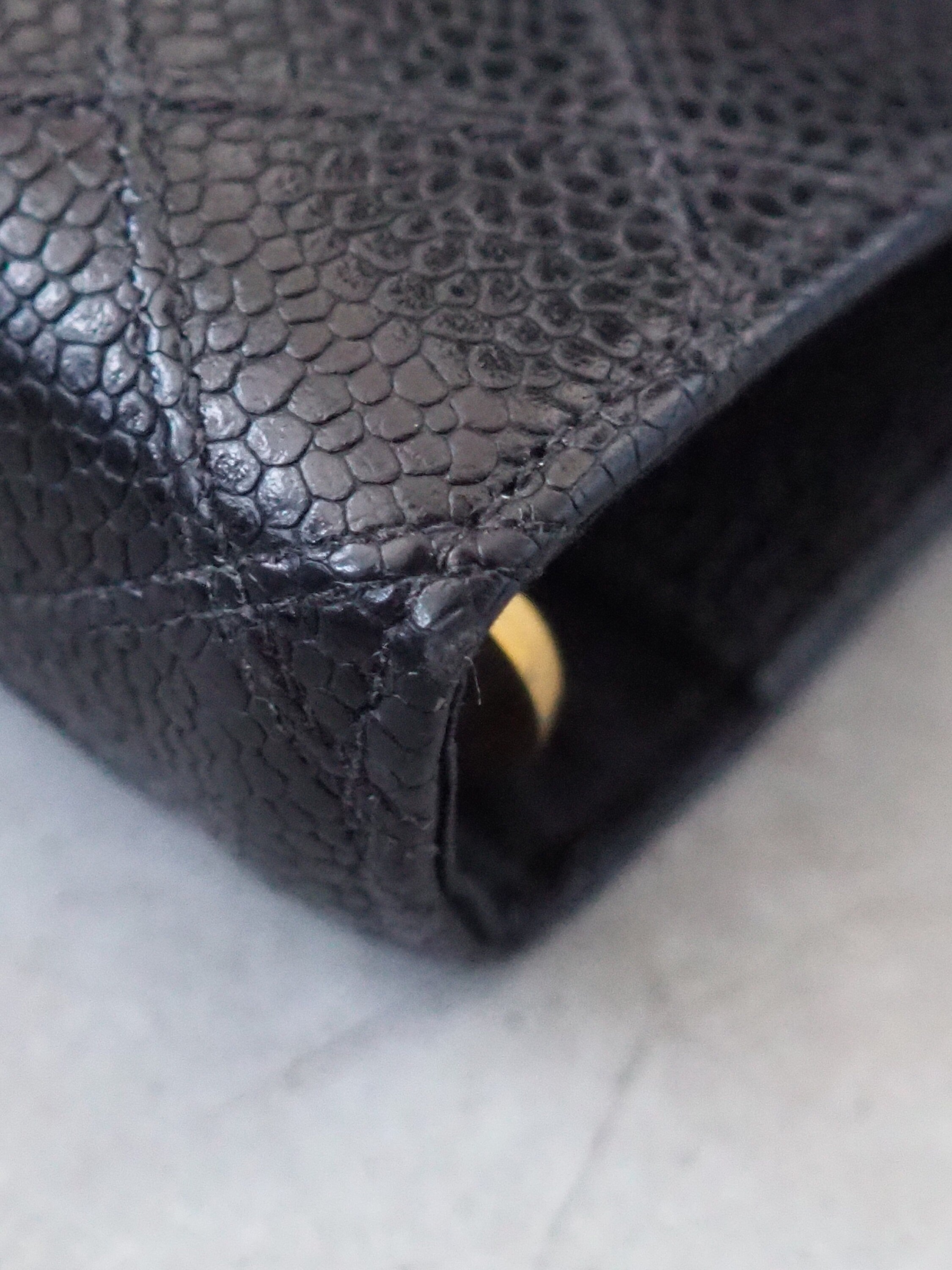 CHANEL CC Matelasse BICOLORE Agenda Leather 6 Ring Diary Black Vintage Authentic