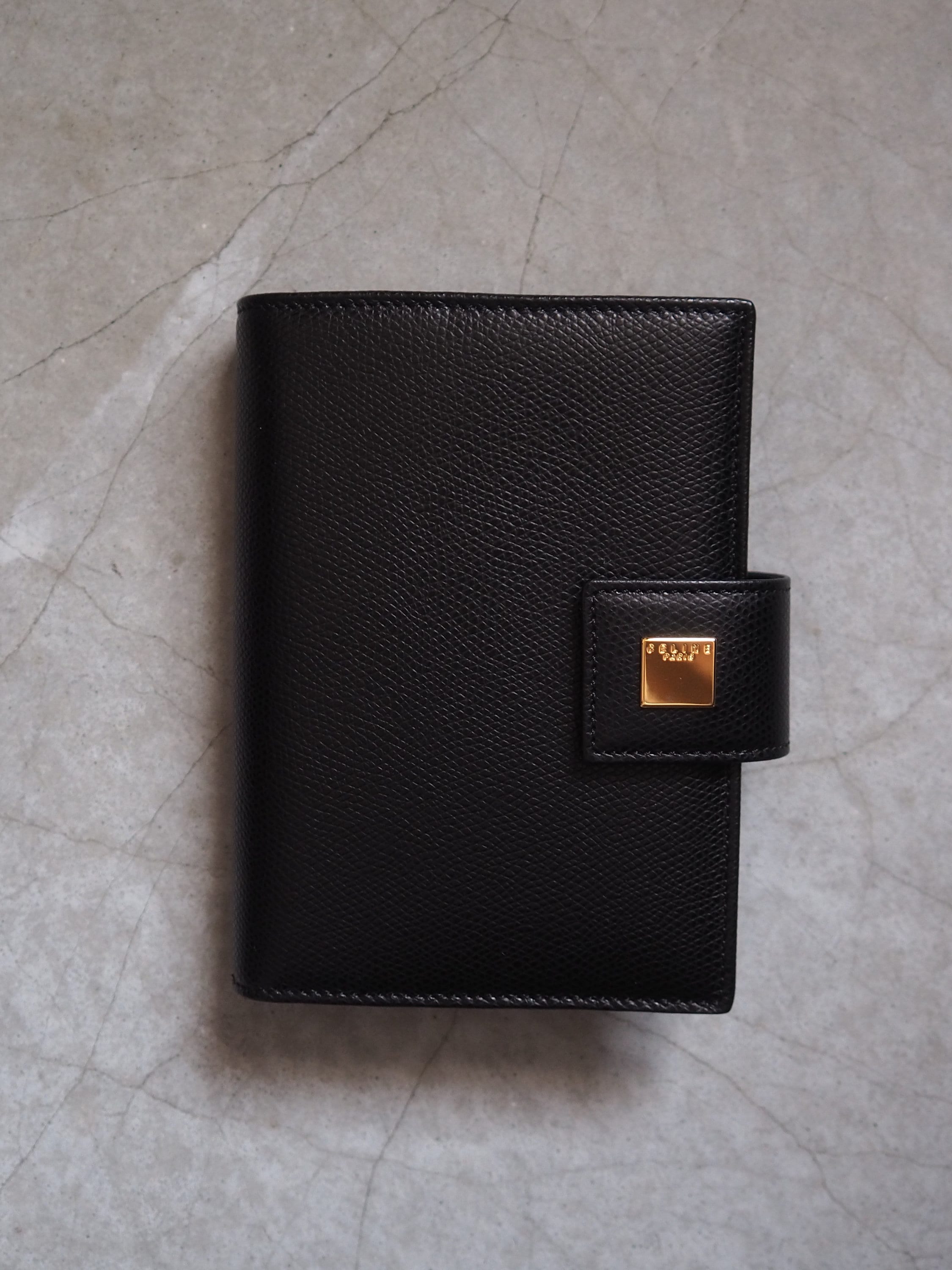 CELINE Logo Agenda Leather 6 Ring Diary Black Vintage Authentic