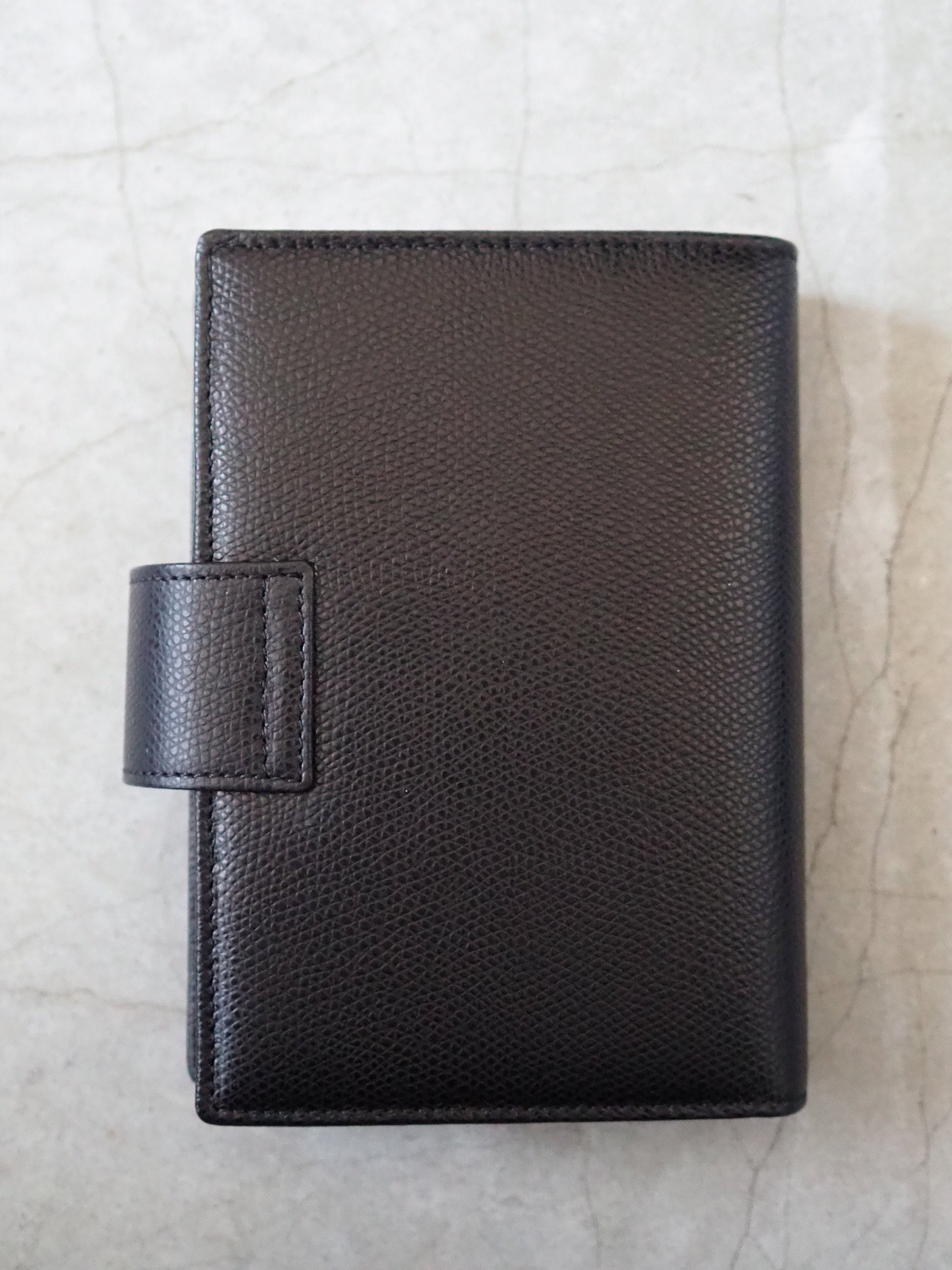 CELINE Logo Agenda Leather 6 Ring Diary Black Vintage Authentic