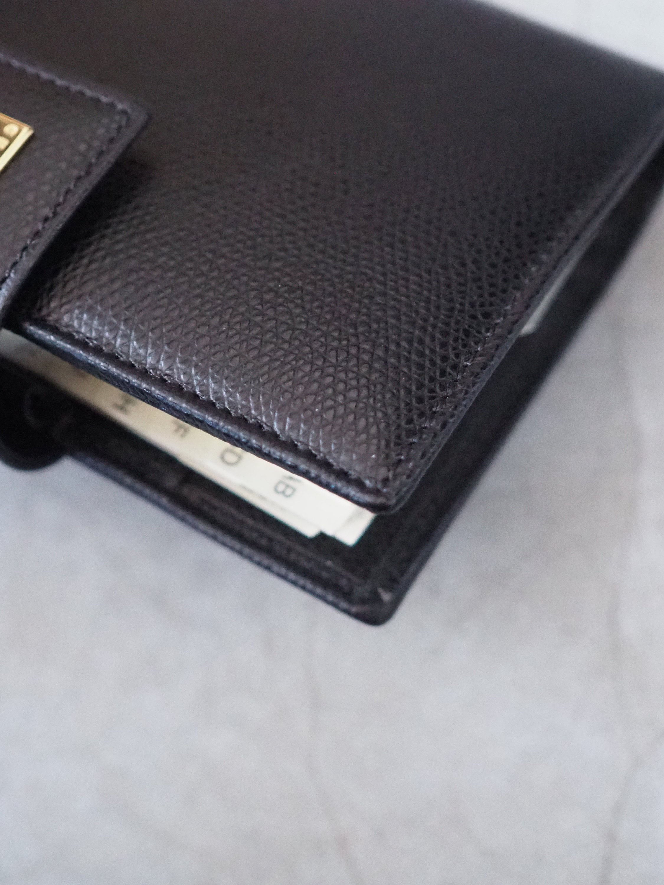 CELINE Logo Agenda Leather 6 Ring Diary Black Vintage Authentic