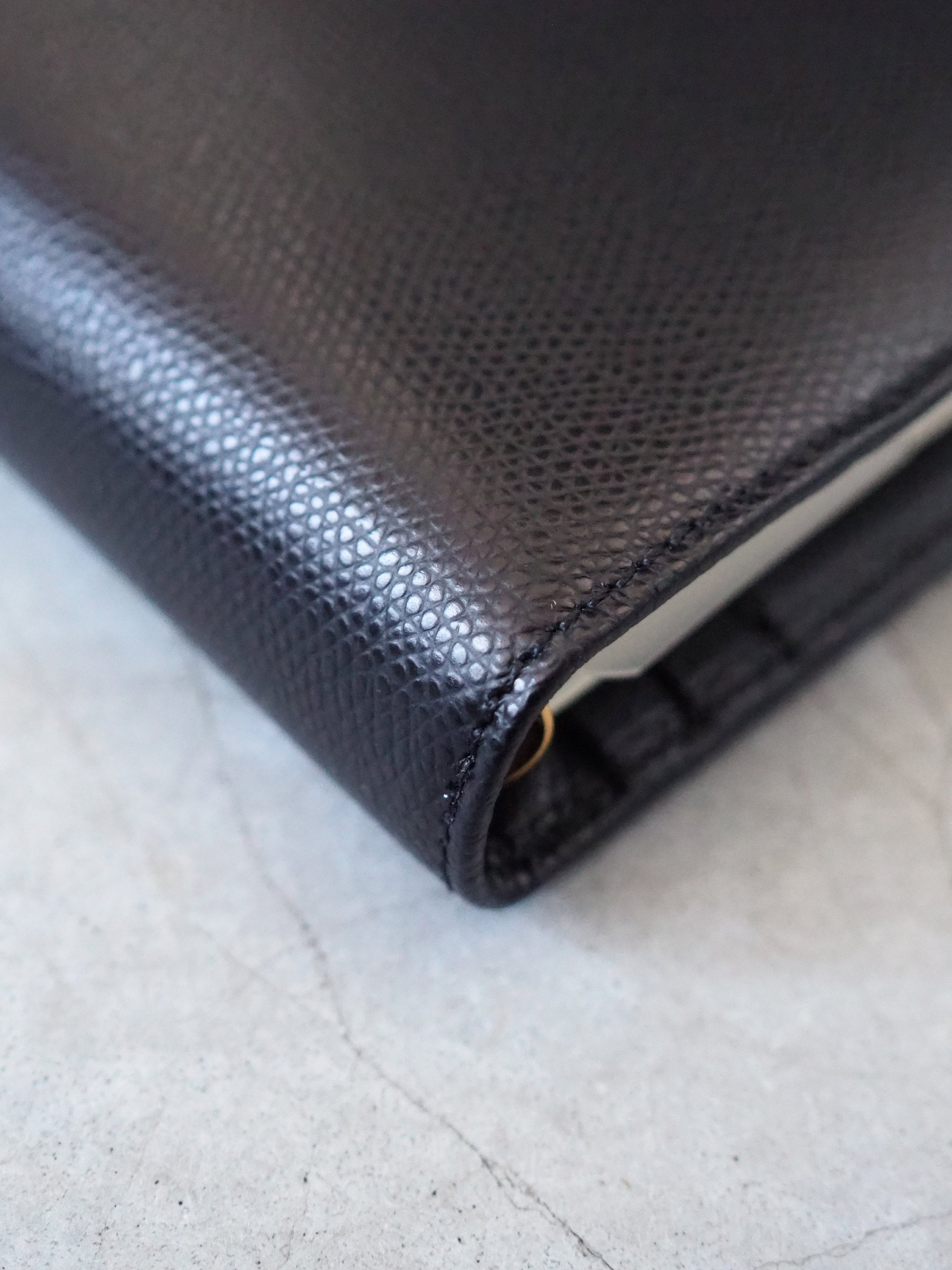 CELINE Logo Agenda Leather 6 Ring Diary Black Vintage Authentic