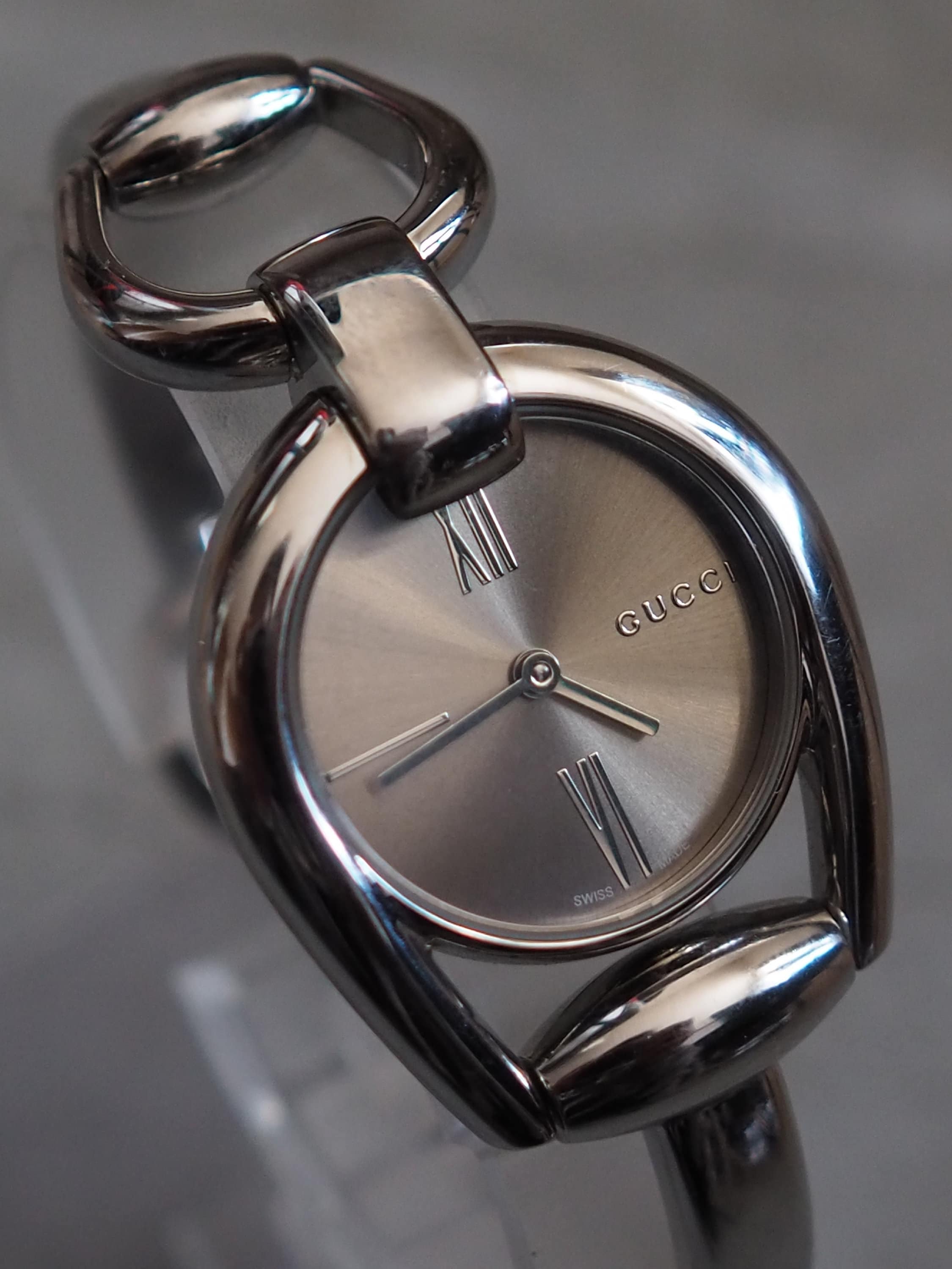 GUCCI Horse bit Watch Wristwatch GG Silver Stainless steel Authentic