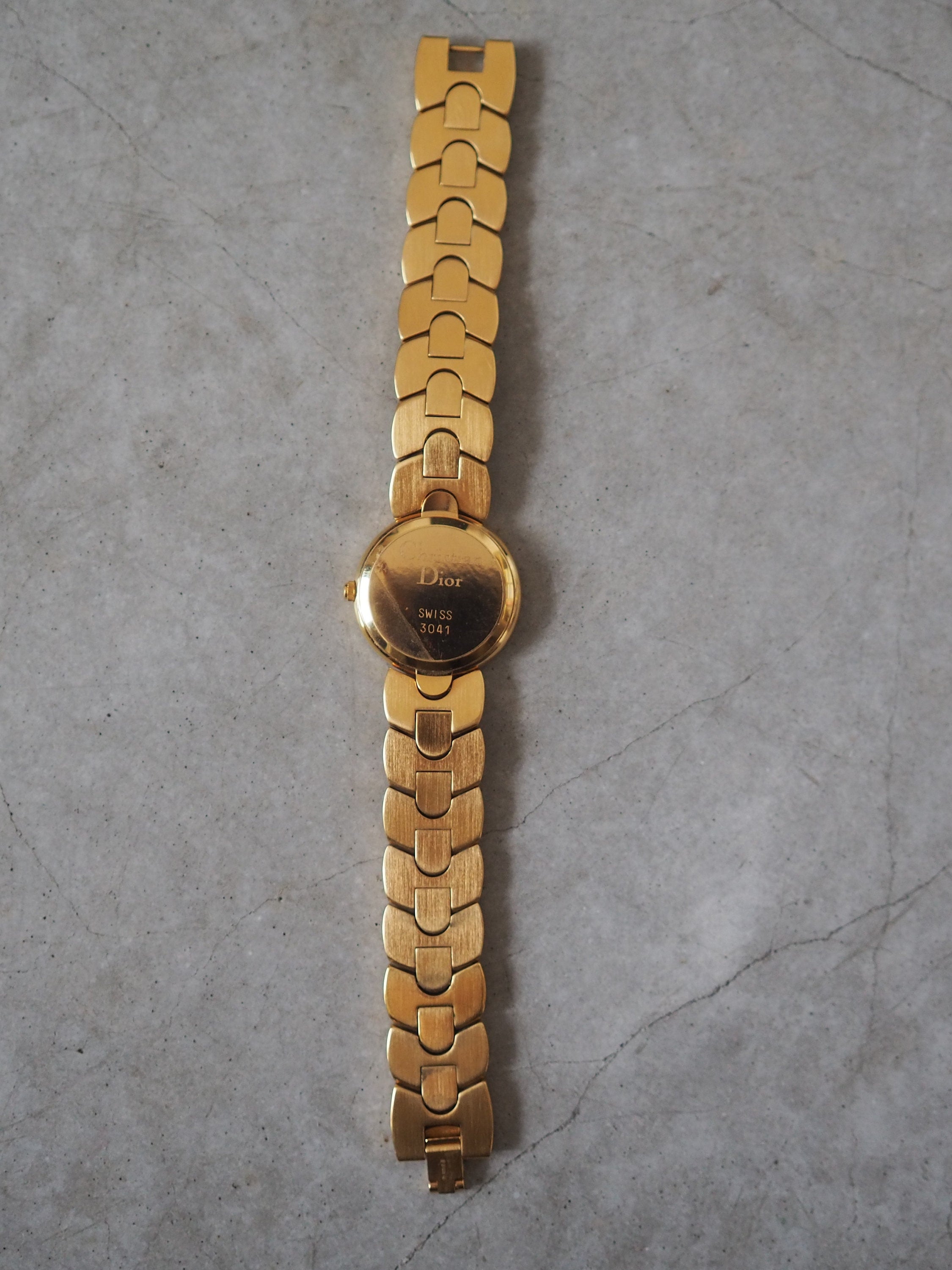 Christian Dior Bagheera Watch Gold Metal Quartz Black Moon Wristwatch Ladies