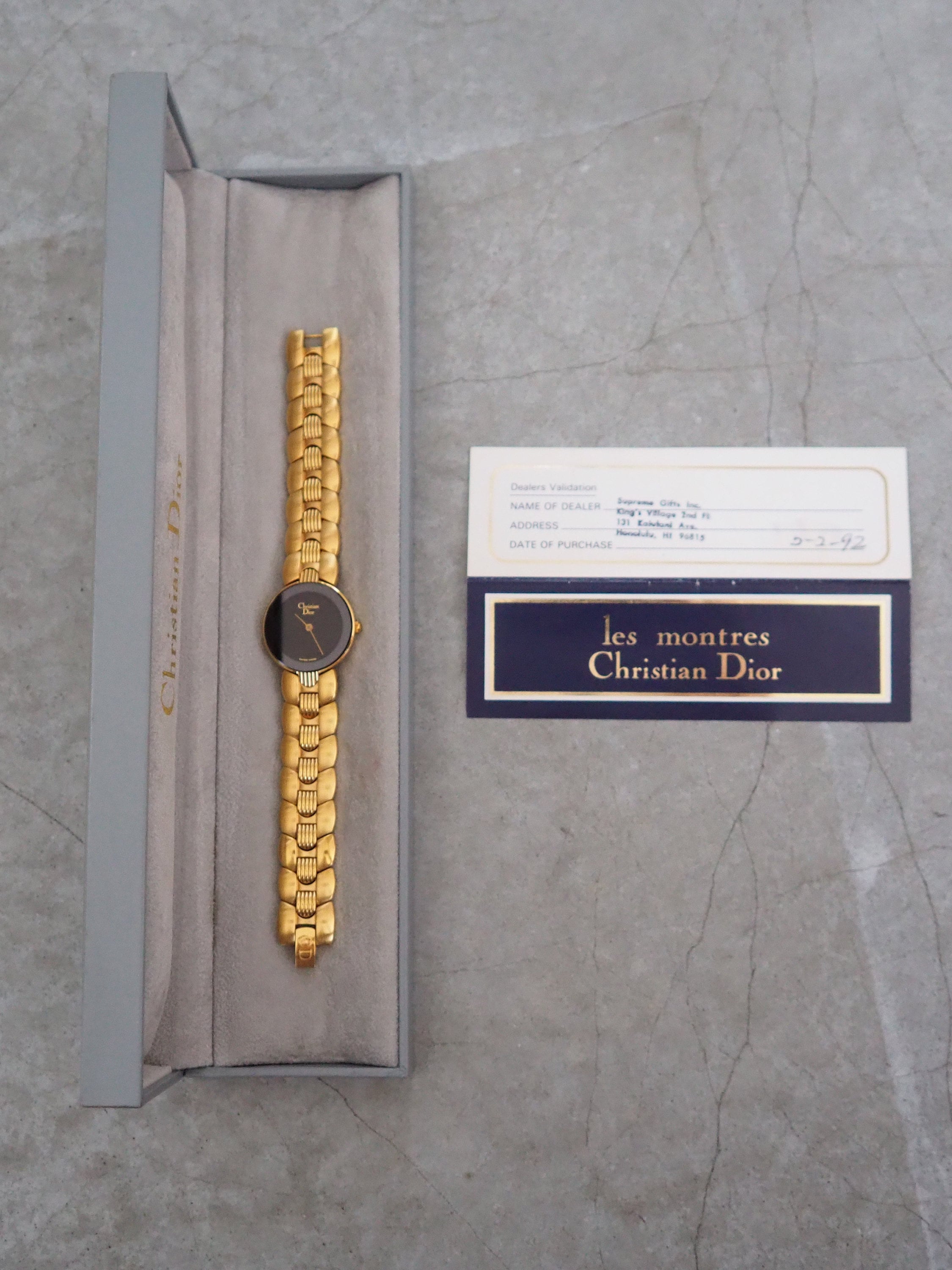 Christian Dior Bagheera Watch Gold Metal Quartz Black Moon Wristwatch Ladies