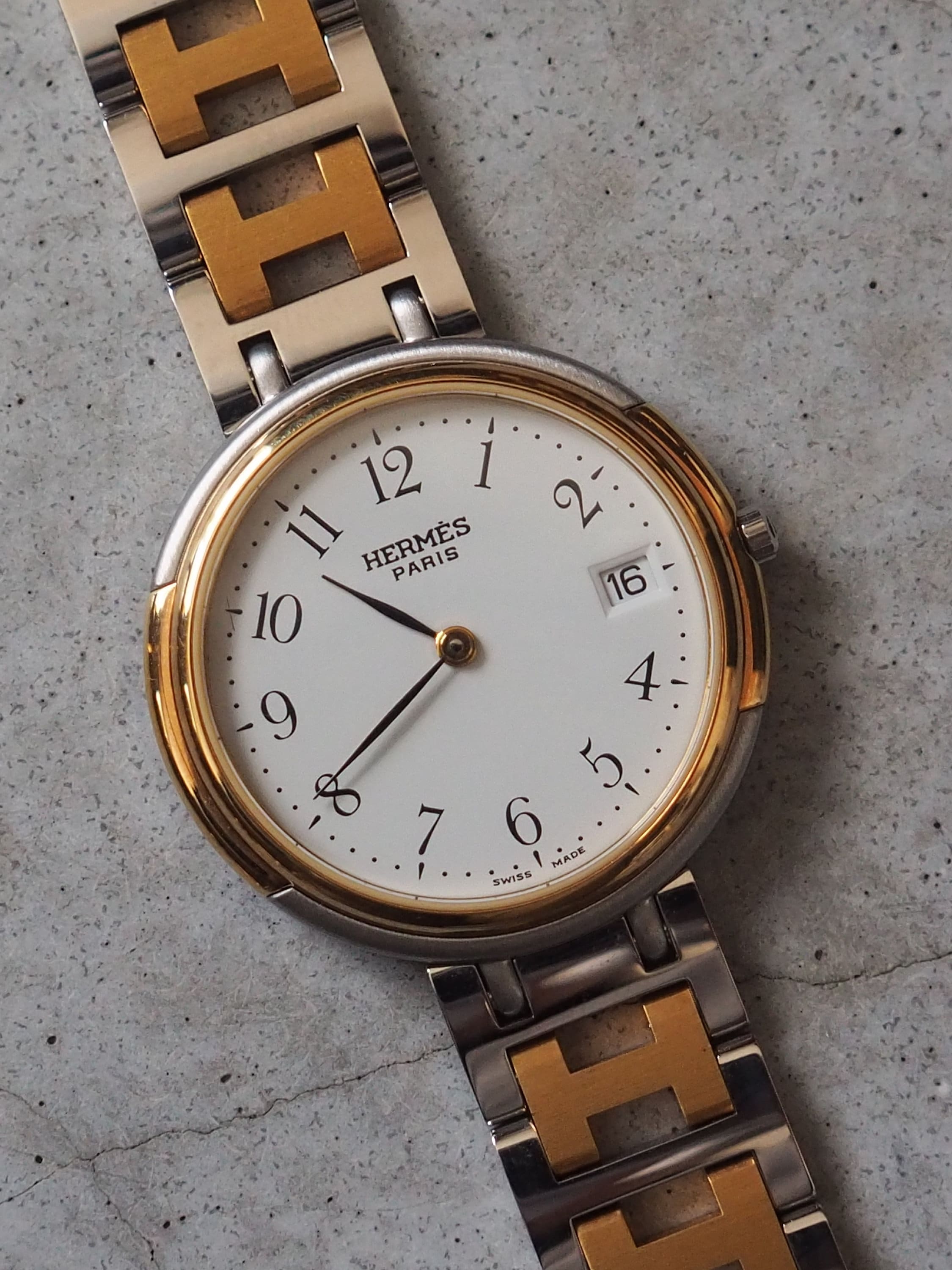 HERMES Windsor Watches Stainless Steel Ladies Watch Wristwatch Silver Gold Quartz Unisex Vintage