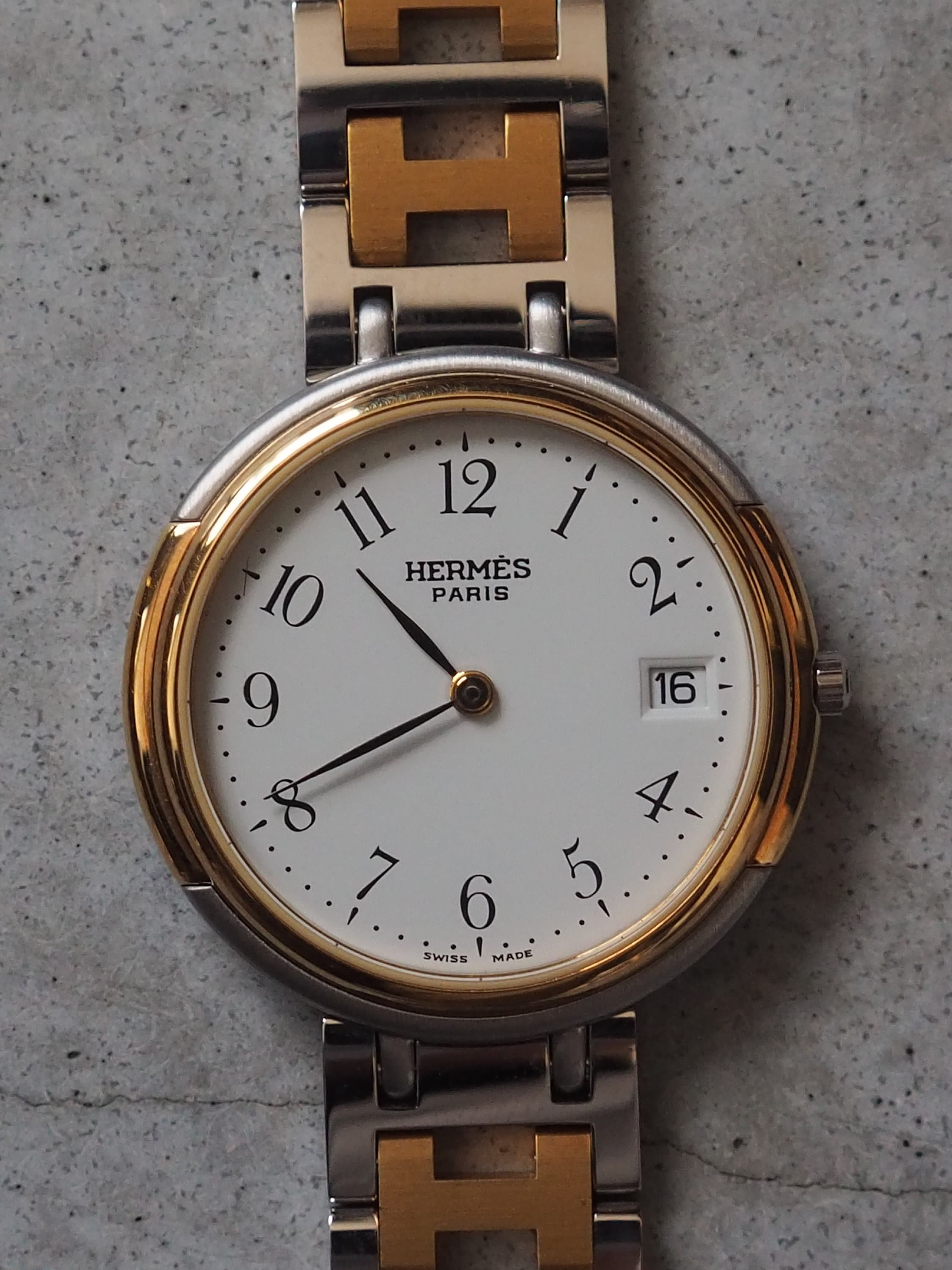 HERMES Windsor Watches Stainless Steel Ladies Watch Wristwatch Silver Gold Quartz Unisex Vintage