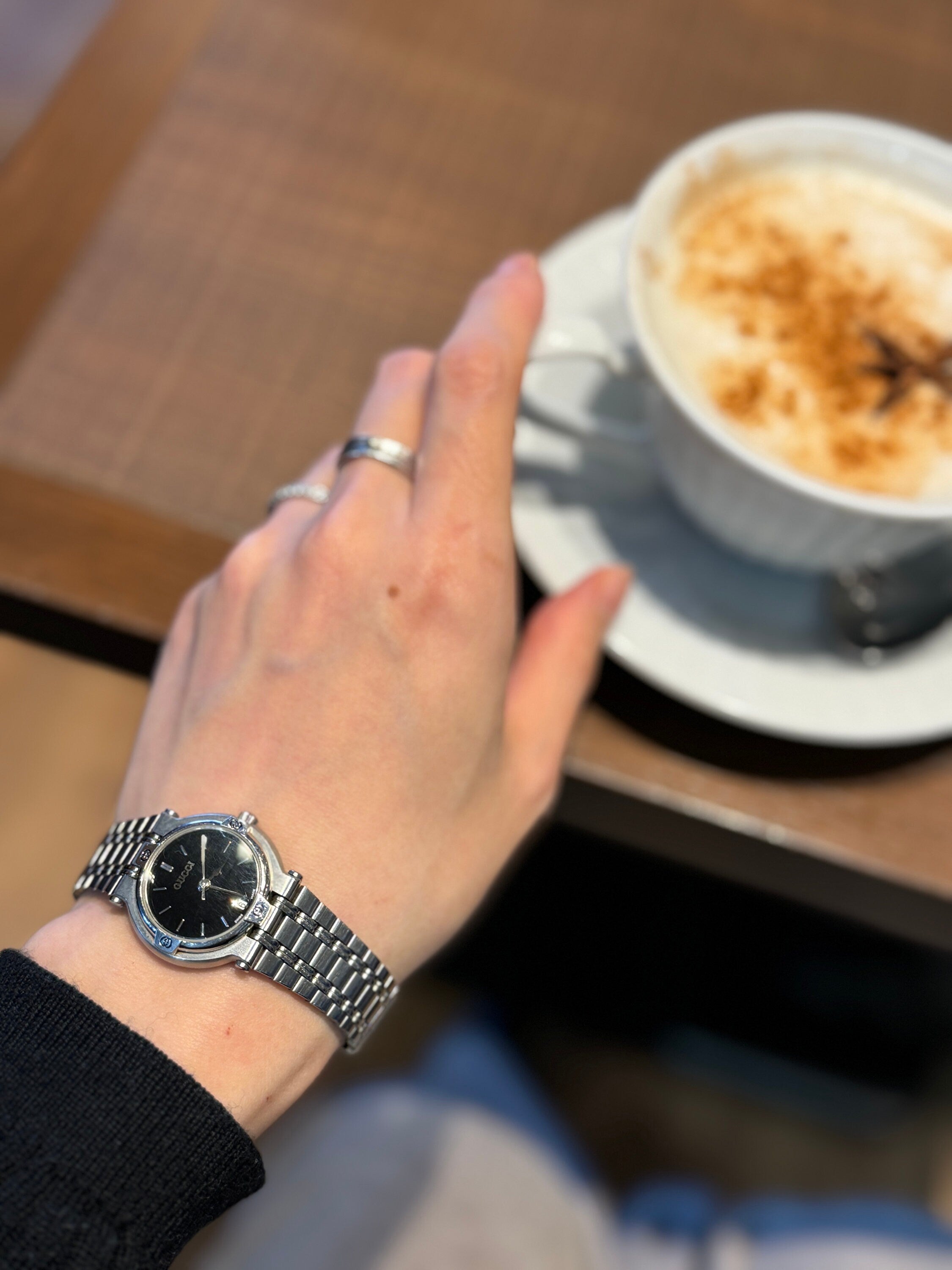 GUCCI Watch Wristwatch GG Silver Metal Old Vintage Authentic