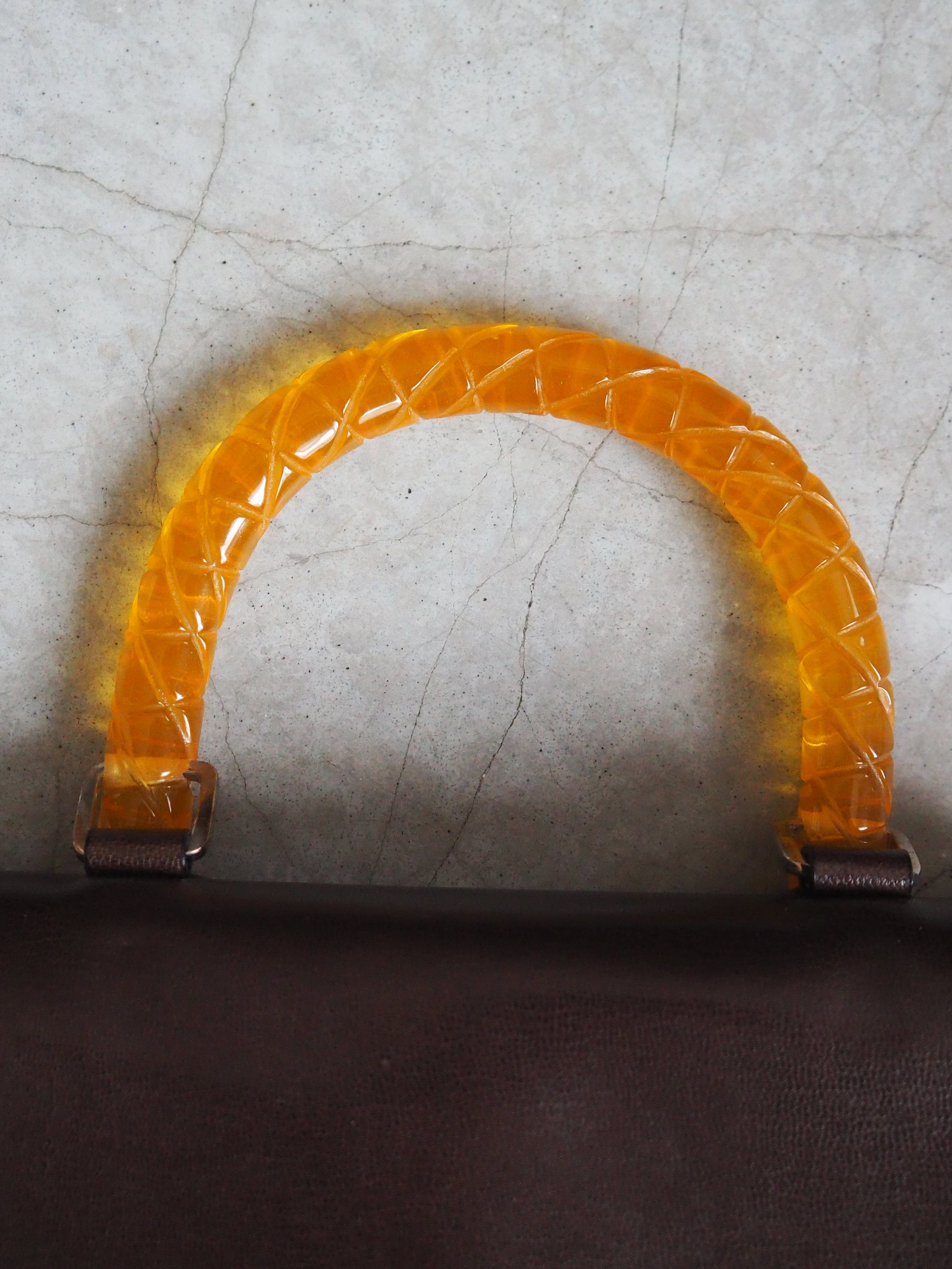 BOTTEGA VENETA Intrechart Handbag Brown Leather Vintage Authentic