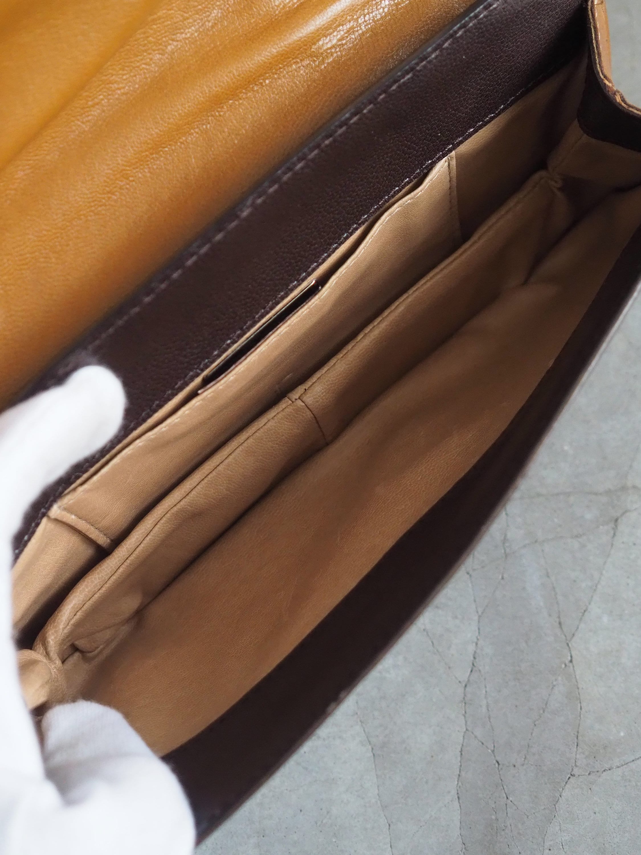 BOTTEGA VENETA Intrechart Handbag Brown Leather Vintage Authentic