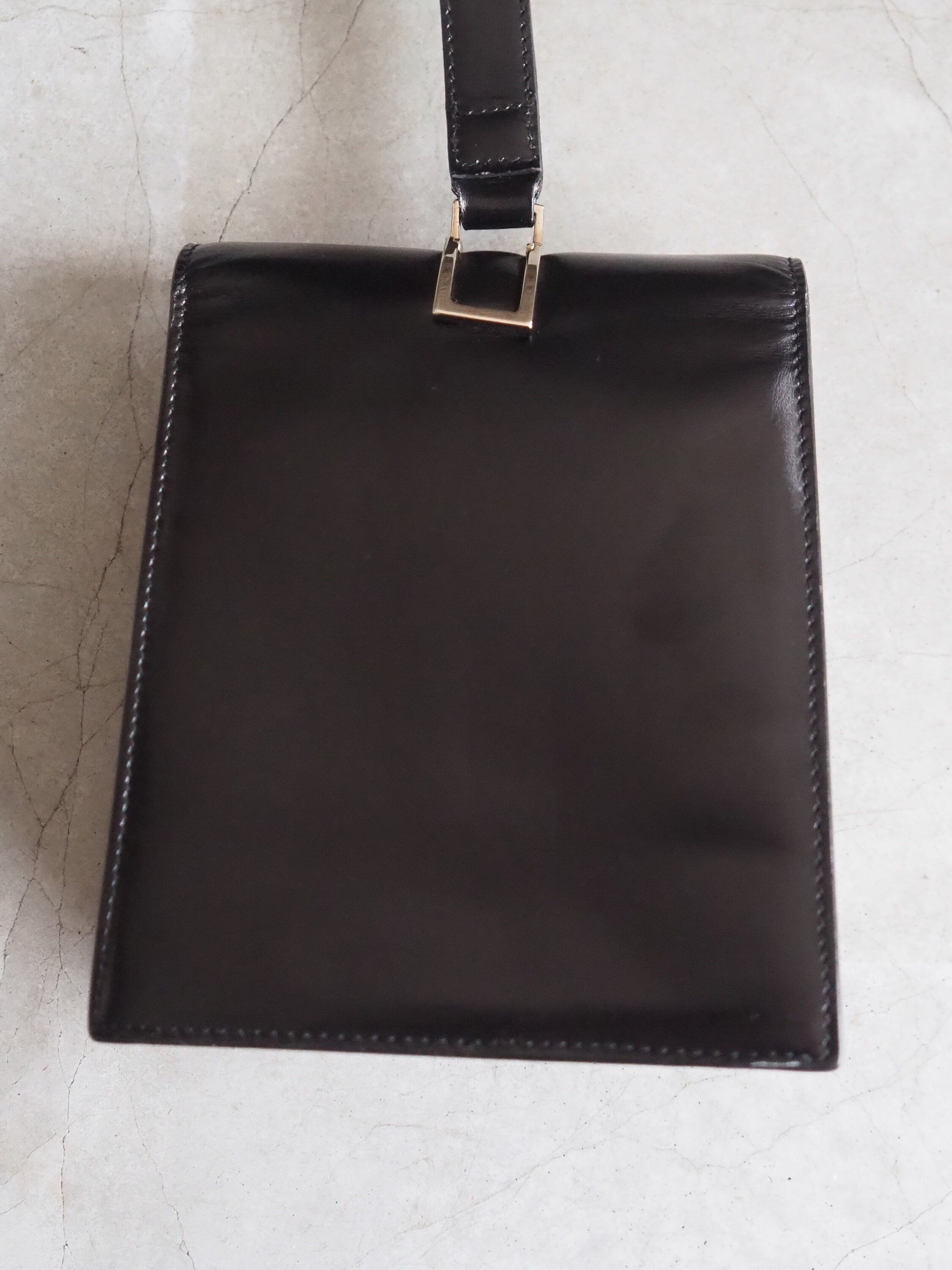 CELINE Logo Mini Hand Bag Black Silver Leather Vintage Authentic