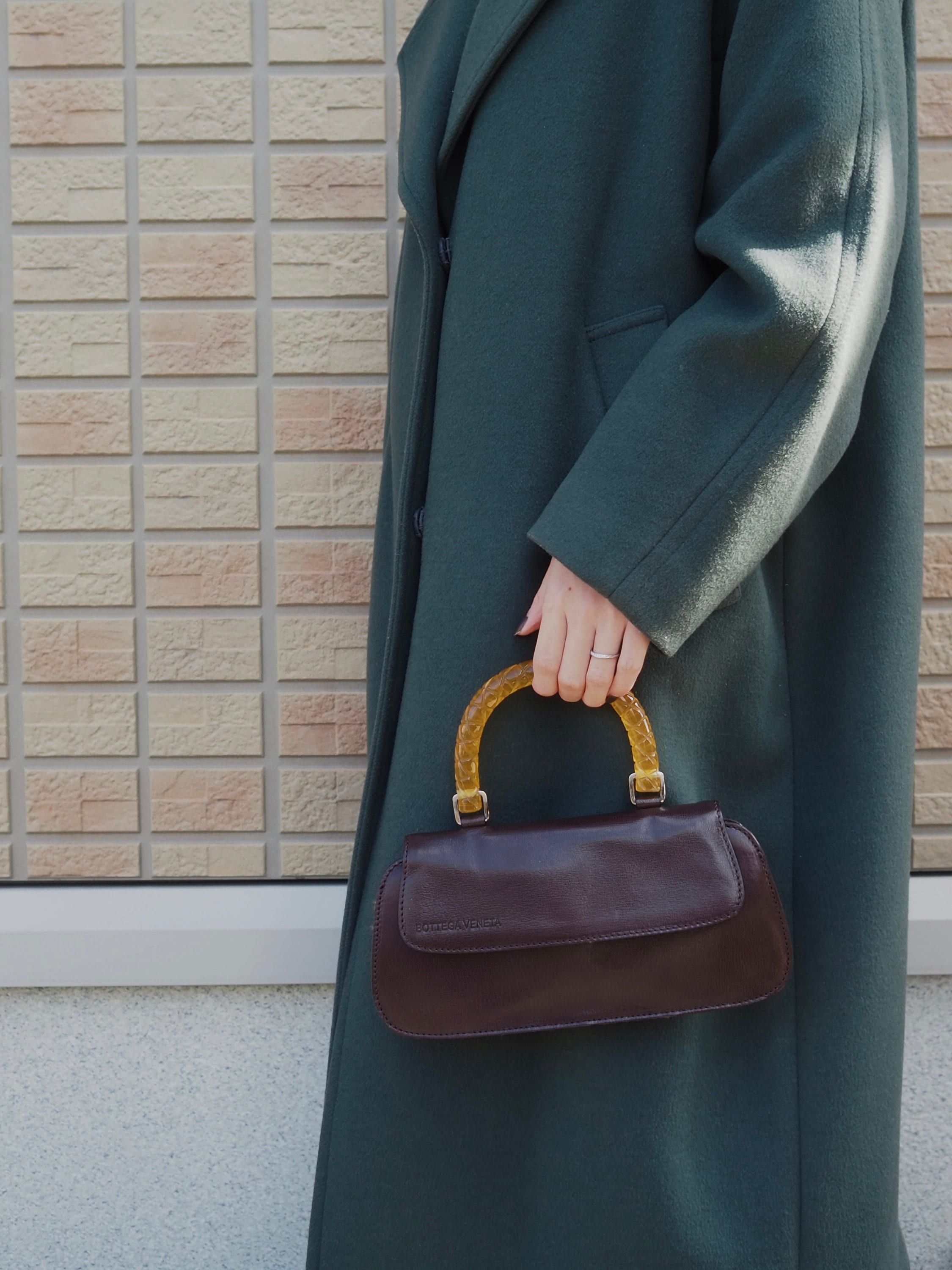 BOTTEGA VENETA Intrechart Handbag Brown Leather Vintage Authentic