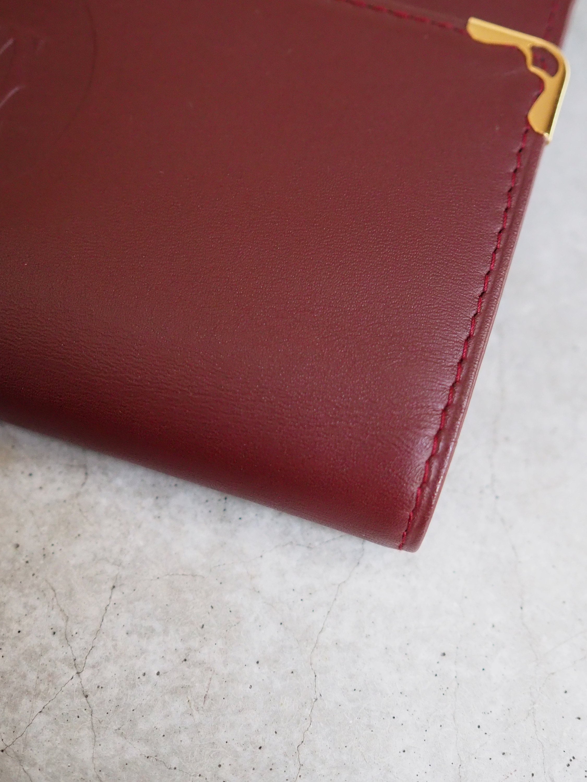 Cartier Wallet Red Leather MASTLINE Threefold Vintage Authentic
