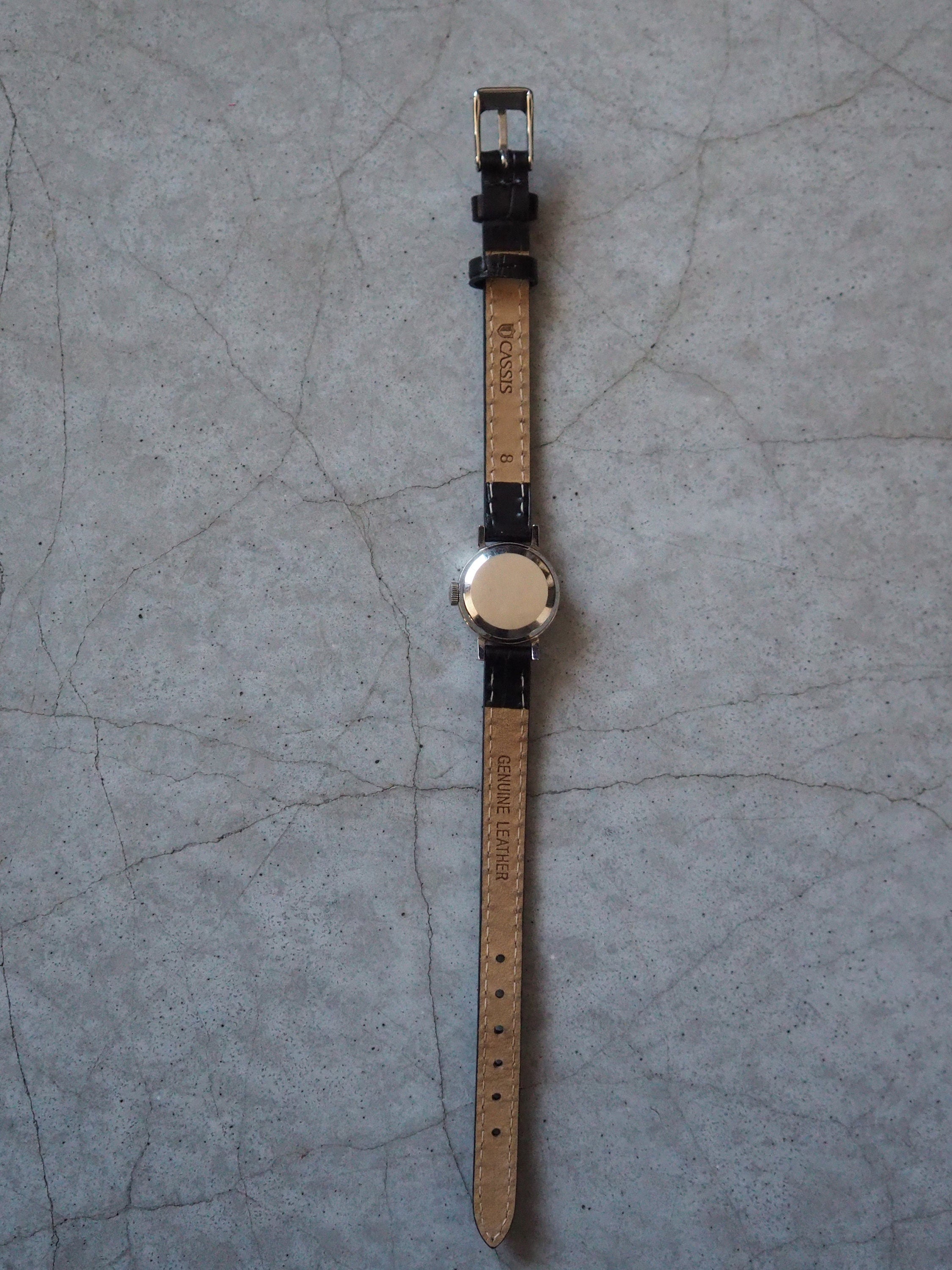 OMEGA DE VILLE Watch Silver Color Stainless steel Black Leather Ladies Vintage Antique Authentic