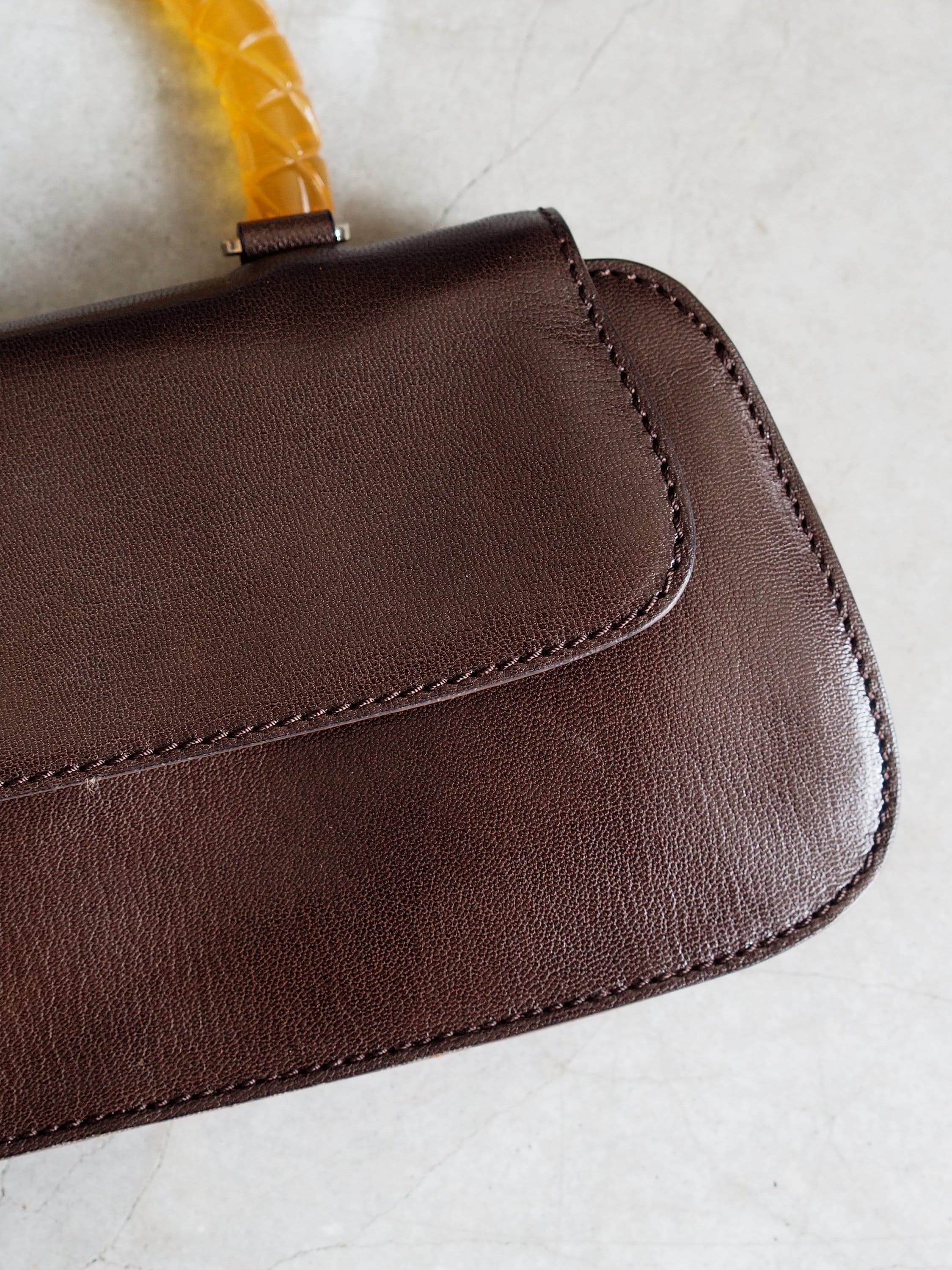 BOTTEGA VENETA Intrechart Handbag Brown Leather Vintage Authentic