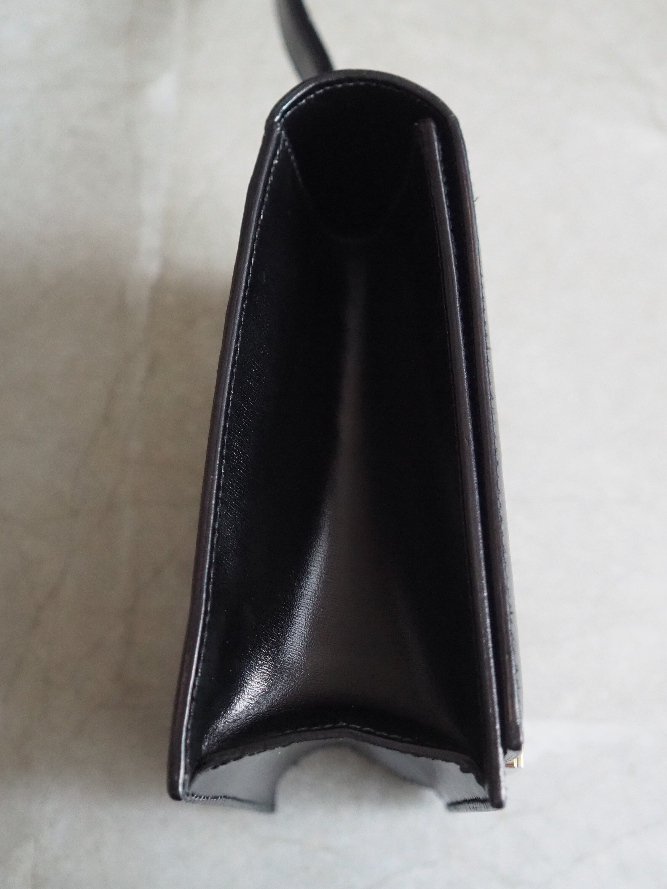 CELINE Logo Mini Hand Bag Black Silver Leather Vintage Authentic