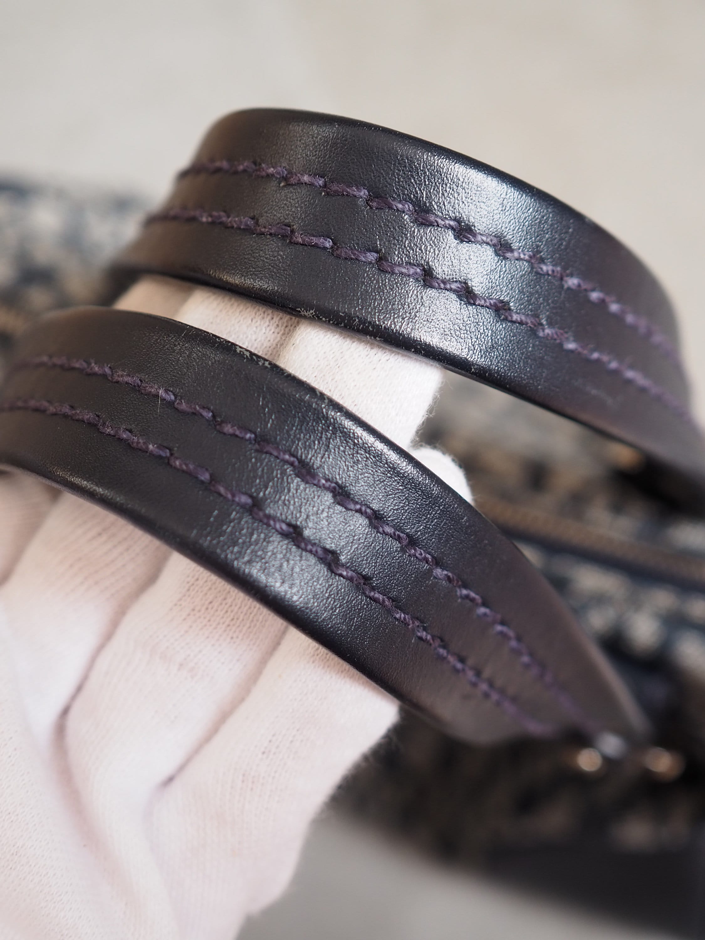 Christian Dior Trotter Hand Boston Bag Navy Canvas Vintage Authentic