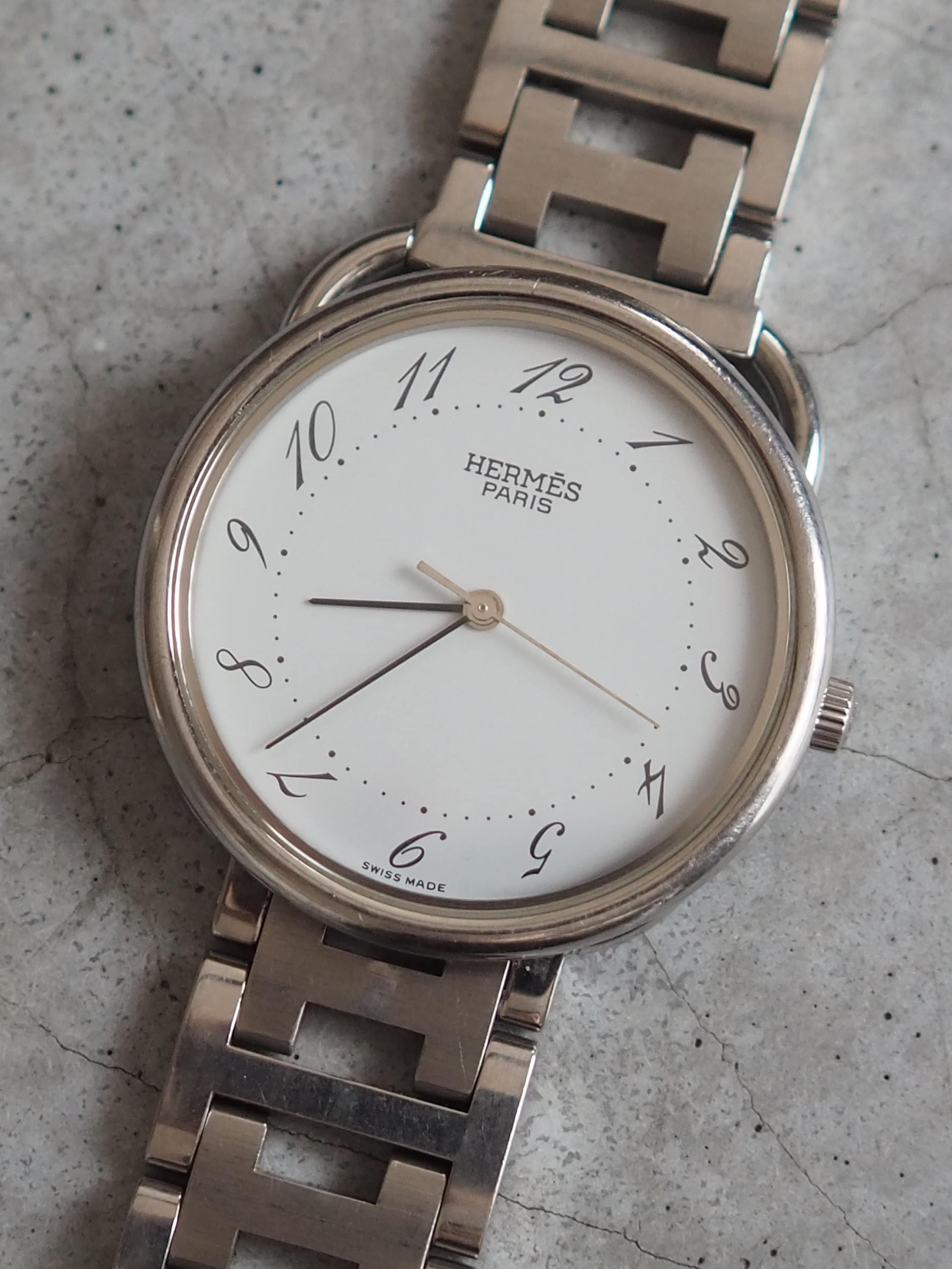 HERMES Also Watch Silver Color Stainless steel Unisex Vintage Authentic