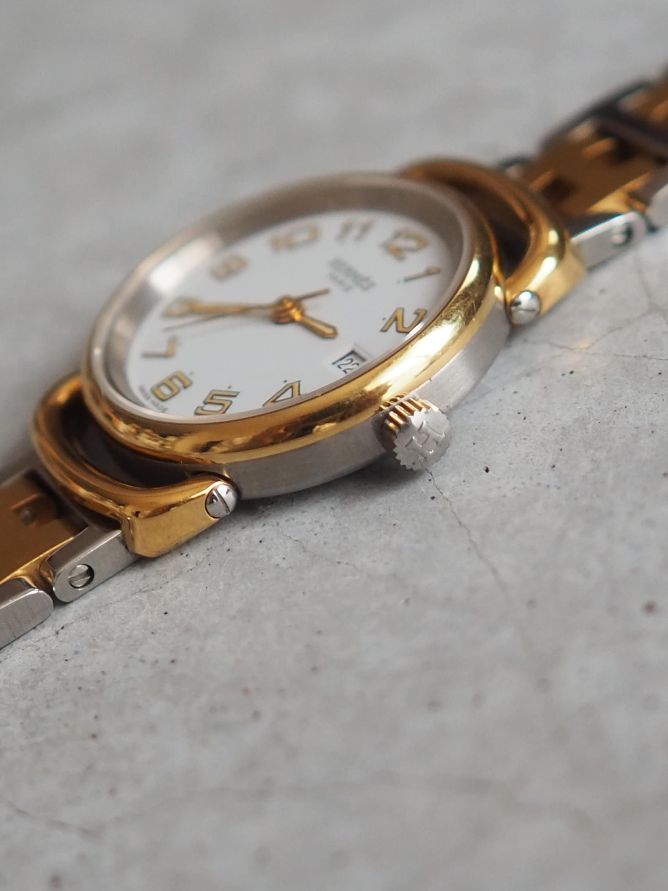 HERMES Pullman PU2.240 Watches Stainless Steel Ladies Watch Wristwatch Silver Gold Quartz Vintage Authentic