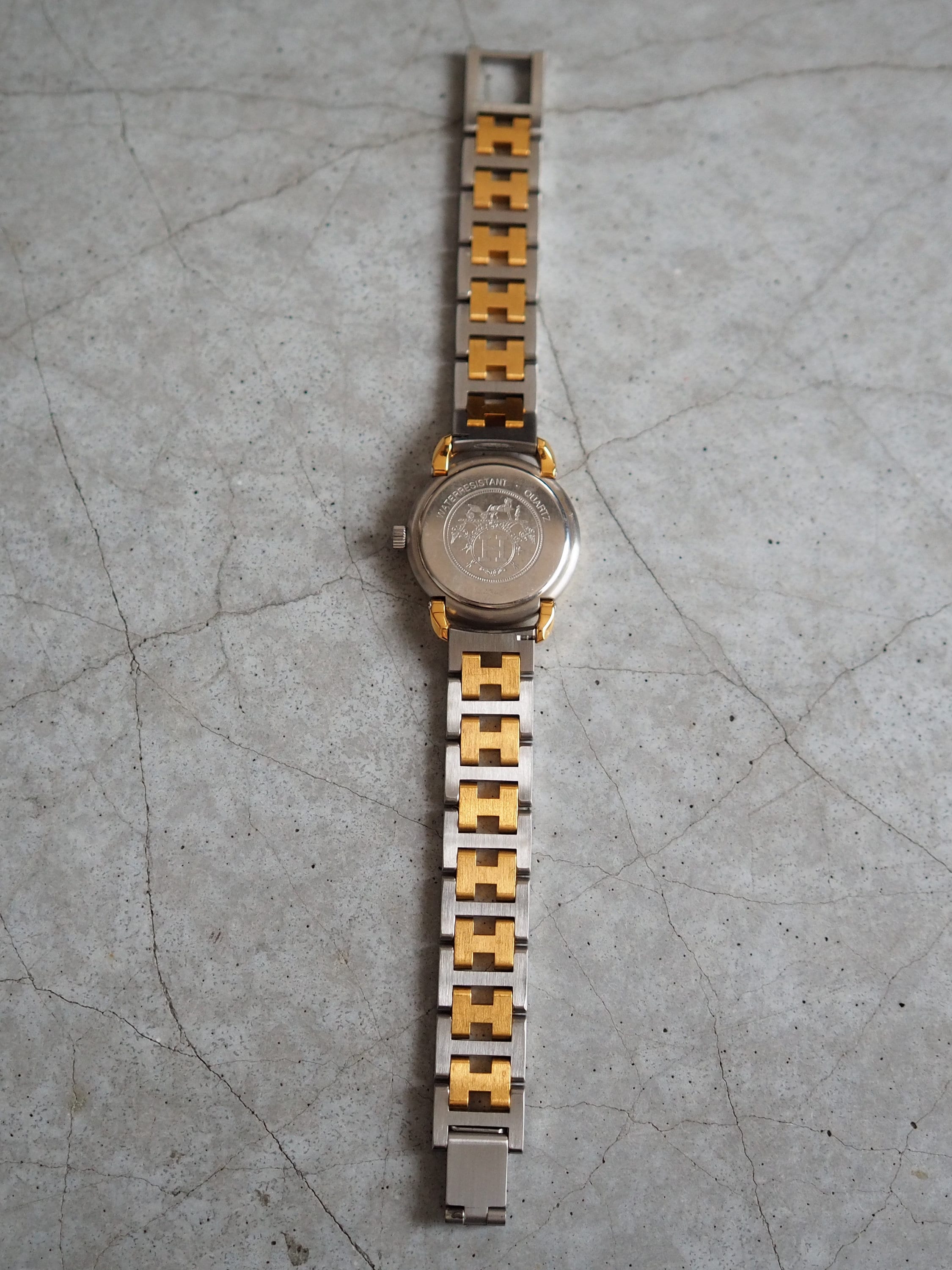 HERMES Pullman PU2.240 Watches Stainless Steel Ladies Watch Wristwatch Silver Gold Quartz Vintage Authentic