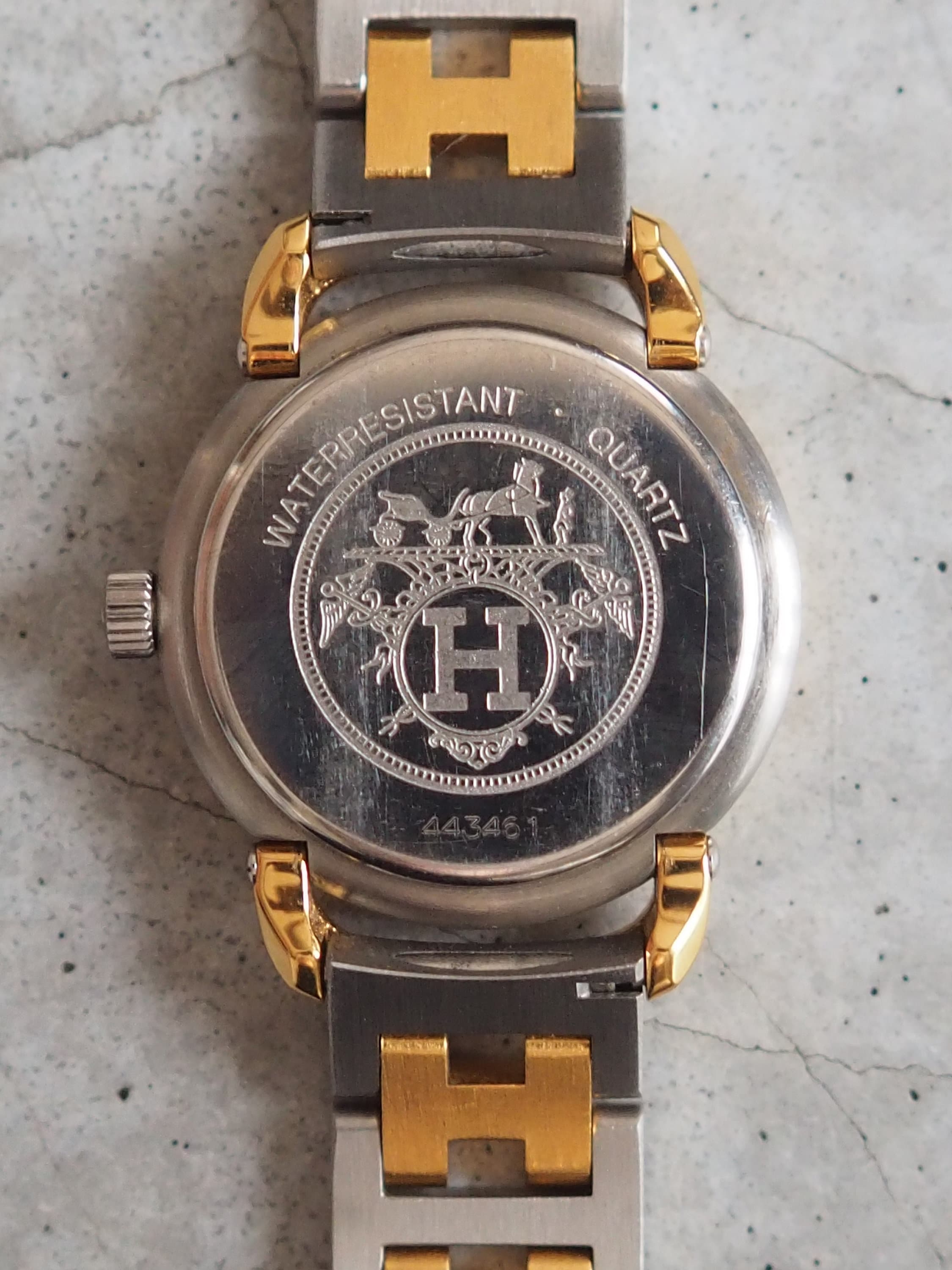 HERMES Pullman PU2.240 Watches Stainless Steel Ladies Watch Wristwatch Silver Gold Quartz Vintage Authentic