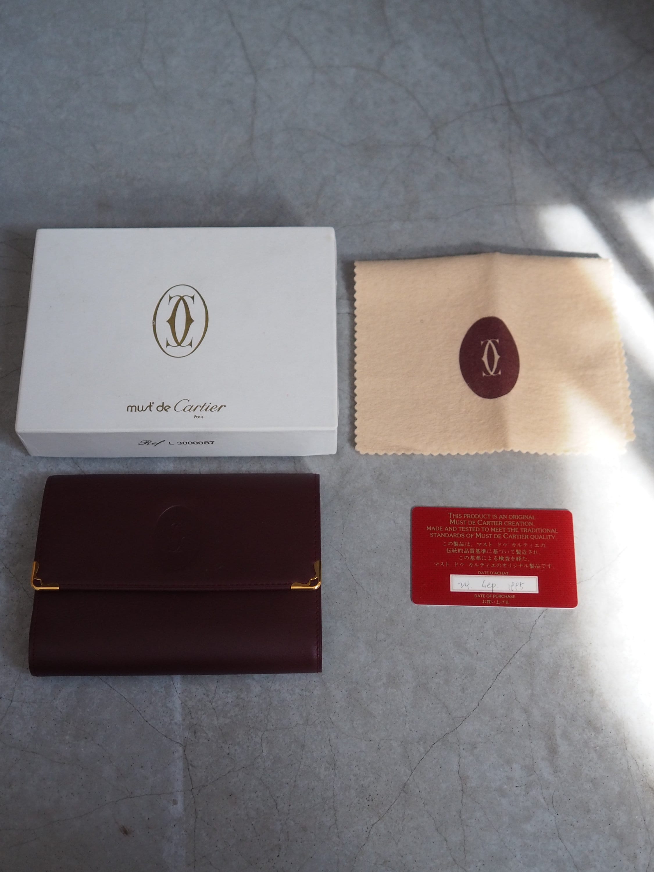 Cartier Wallet Red Leather MASTLINE Threefold Vintage Authentic