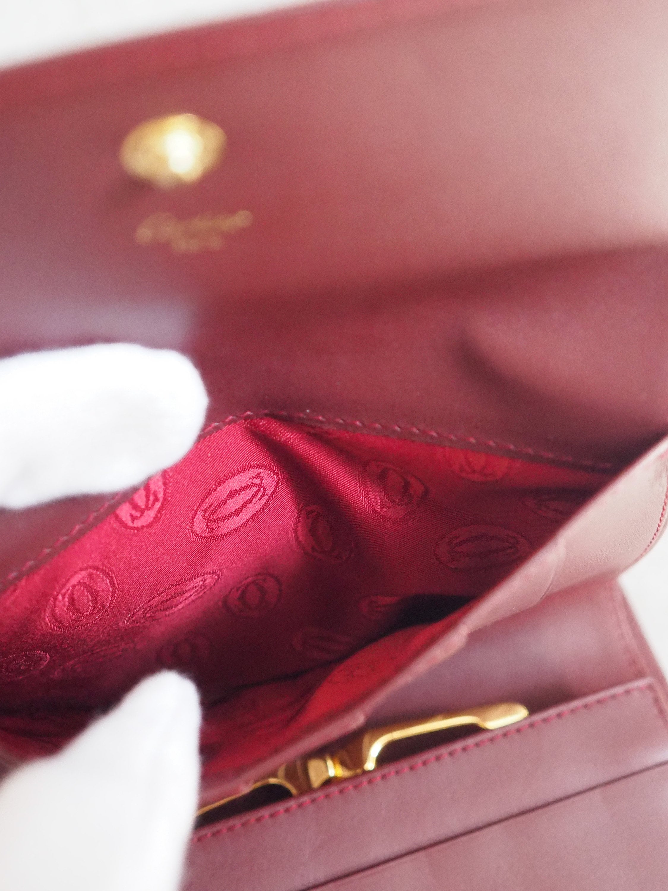 Cartier Wallet Red Leather MASTLINE Threefold Vintage Authentic