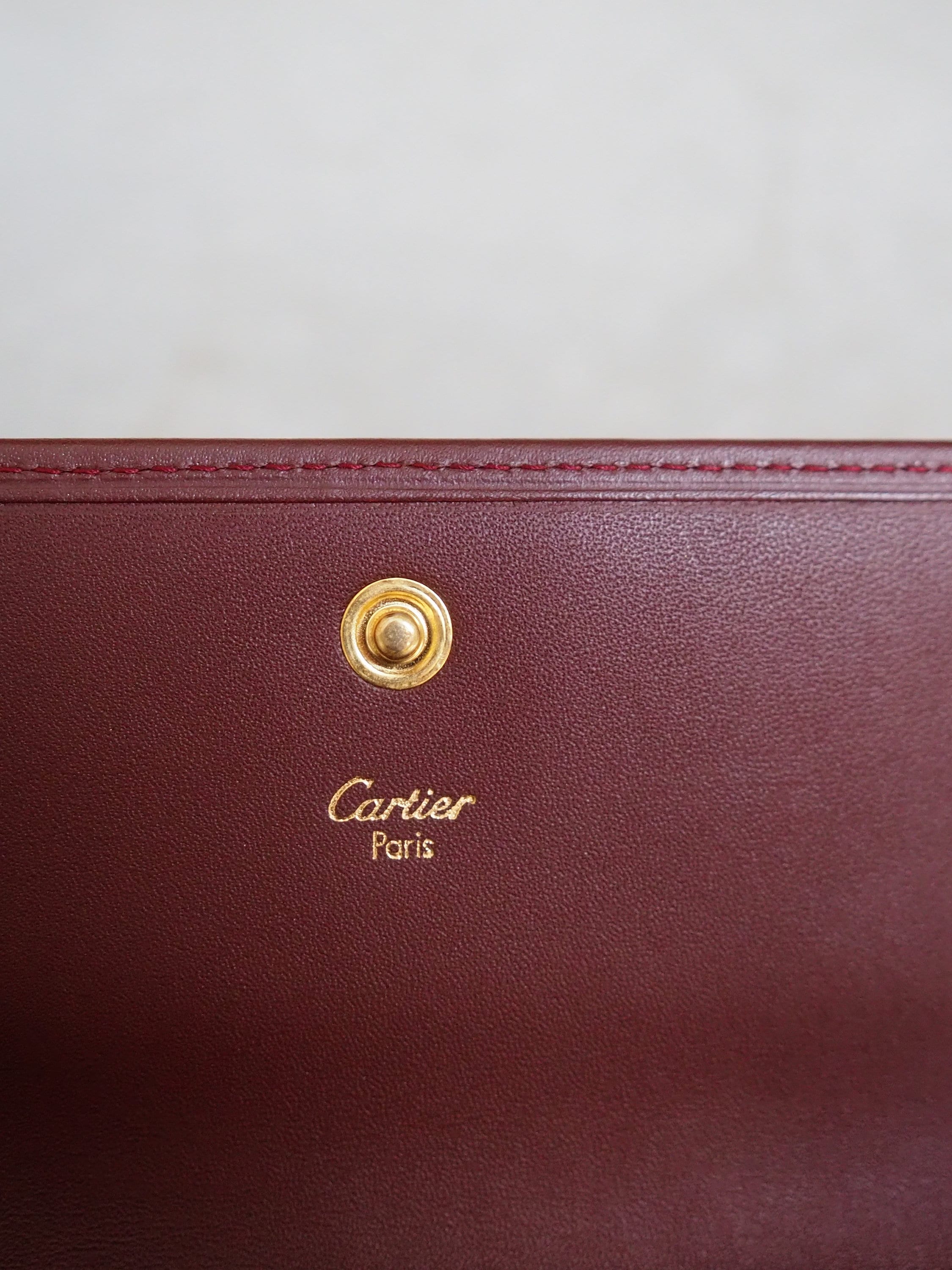 Cartier Wallet Red Leather MASTLINE Threefold Vintage Authentic