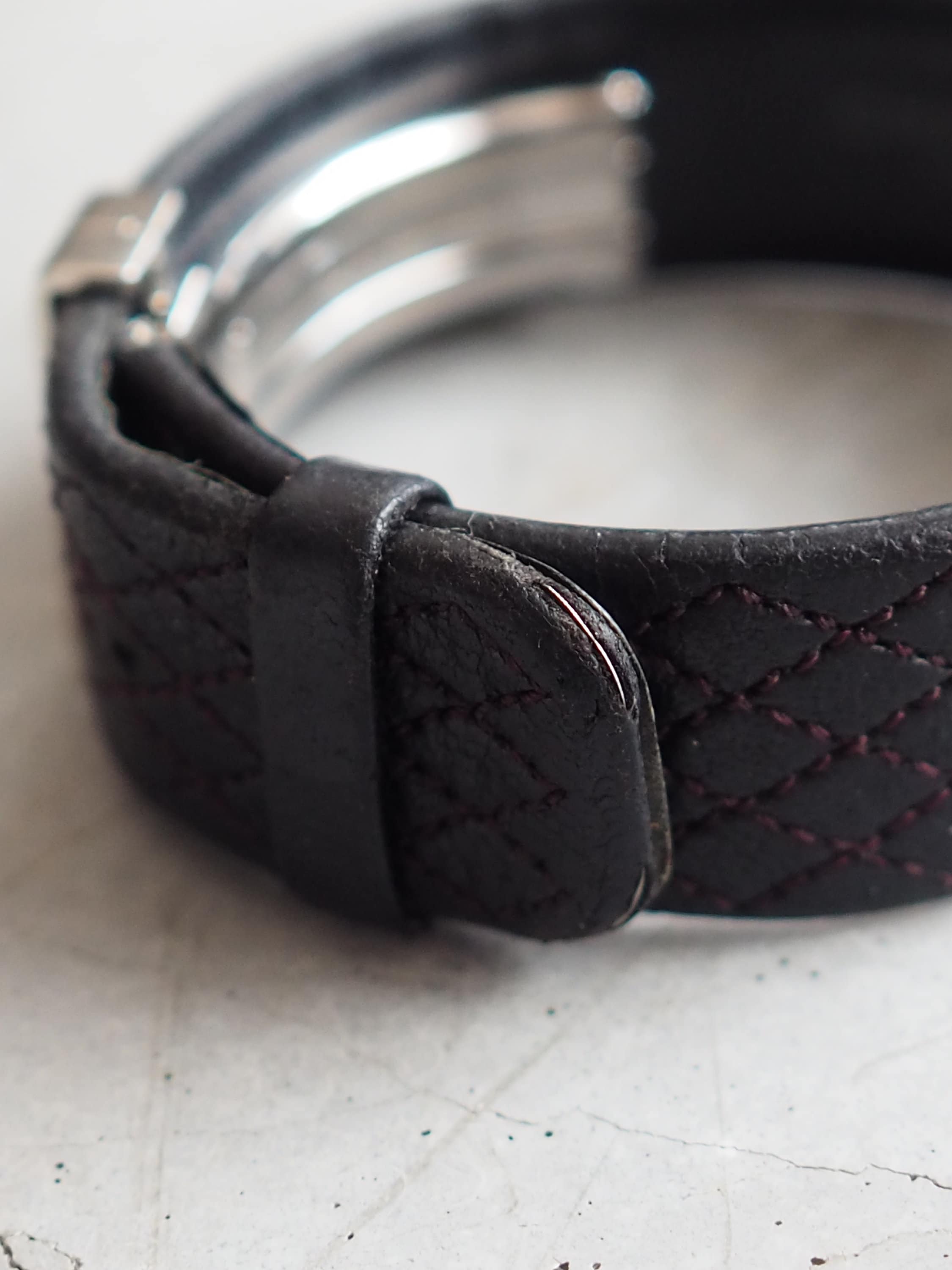 CHANEL Matelasse Watch Steel Leather Quartz Ladies Silver Leather Wristwatch Vintage Authentic